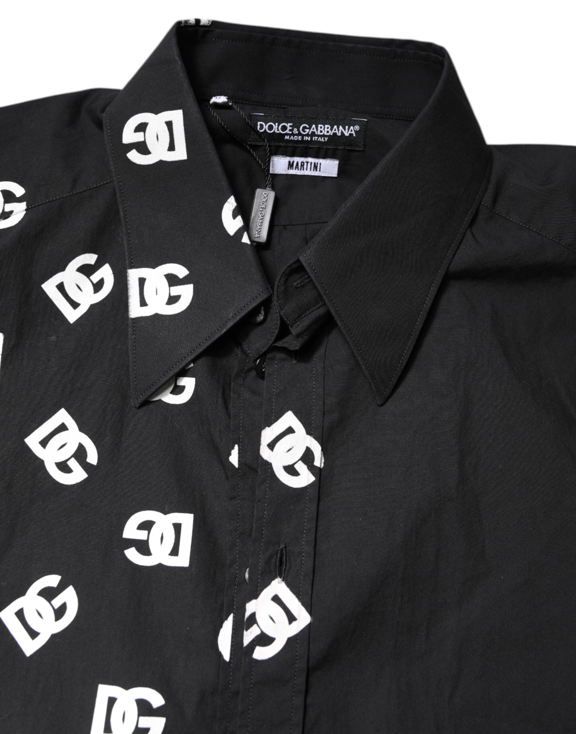 Dolce & Gabbana Schwarzes DG Logo Baumwollhemd MARTINI