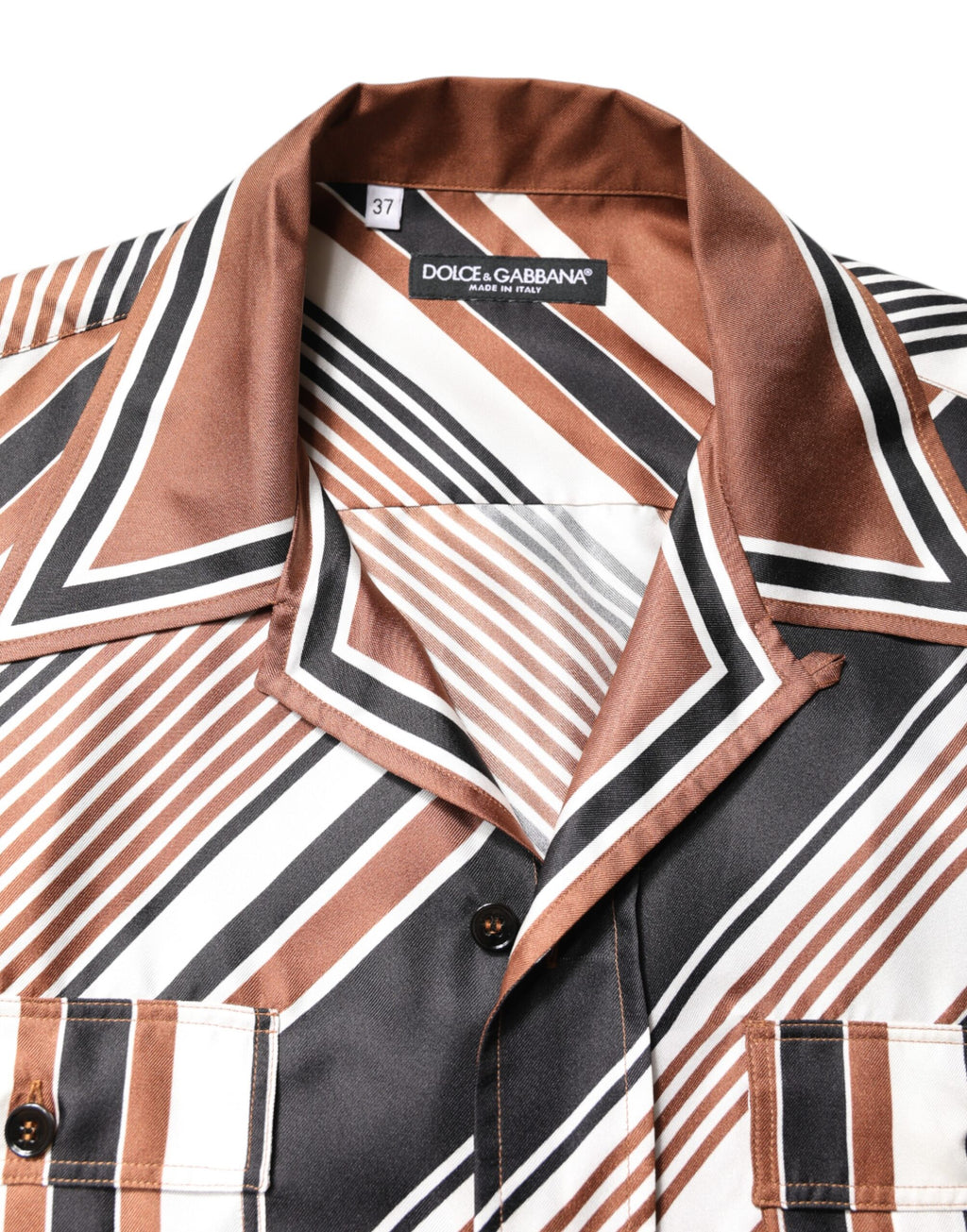 Dolce & Gabbana Mehrfarbig gestreiftes Seidenhemd mit kurzen Ärmeln