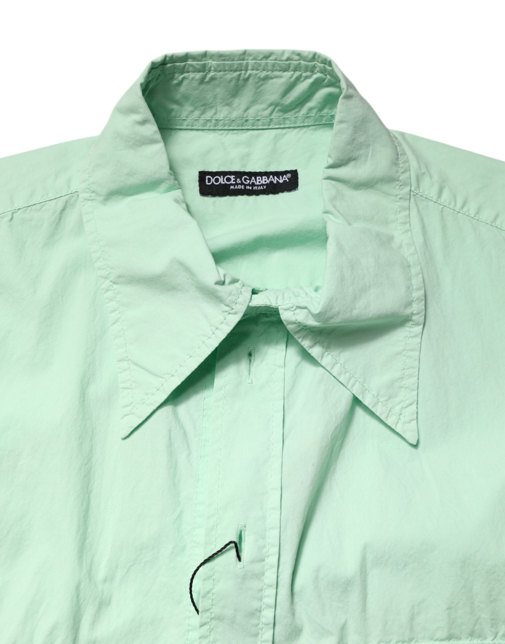 Dolce & Gabbana Grün Baumwolle Kurzarm Männer Casual Shirt