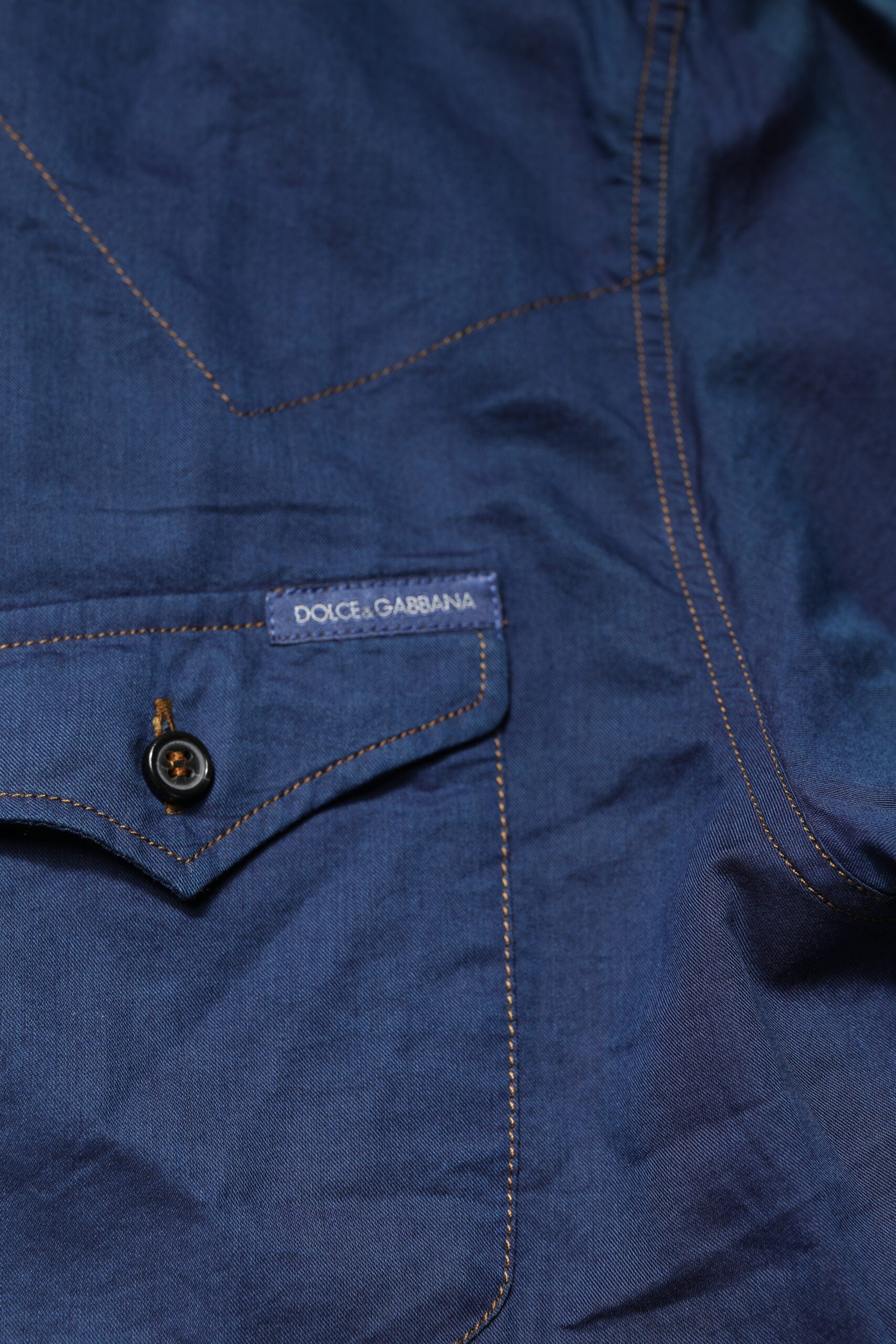 Dolce & Gabbana Blaues Baumwolle GOLD Langarm Freizeithemd