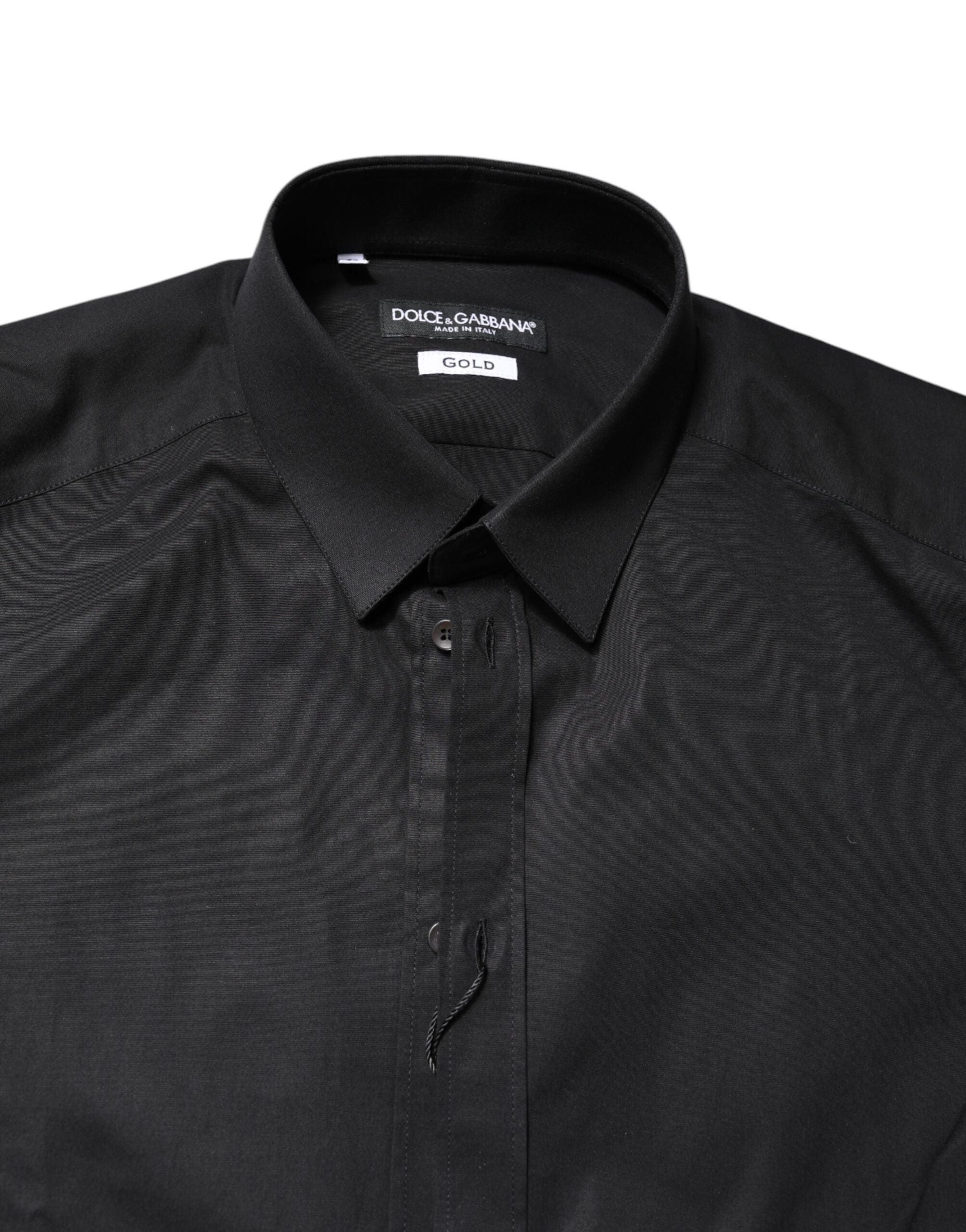 Dolce & Gabbana Schwarzes GOLD Baumwollhemd mit langen Ärmeln