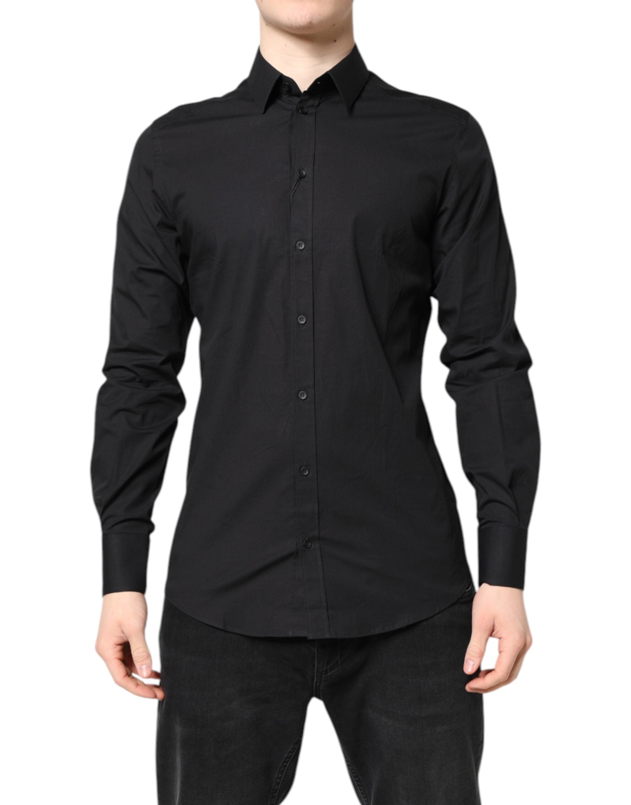 Dolce & Gabbana Schwarzes GOLD Baumwollhemd Formales Hemd