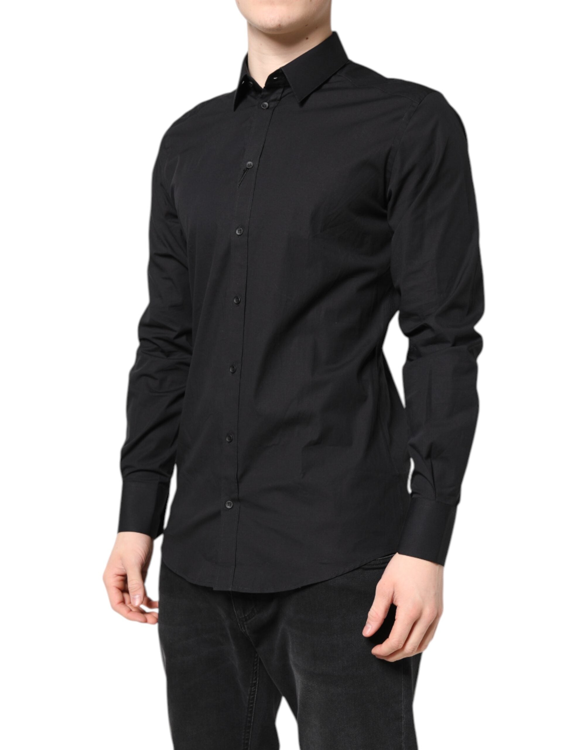 Dolce & Gabbana Schwarzes GOLD Baumwollhemd Formales Hemd