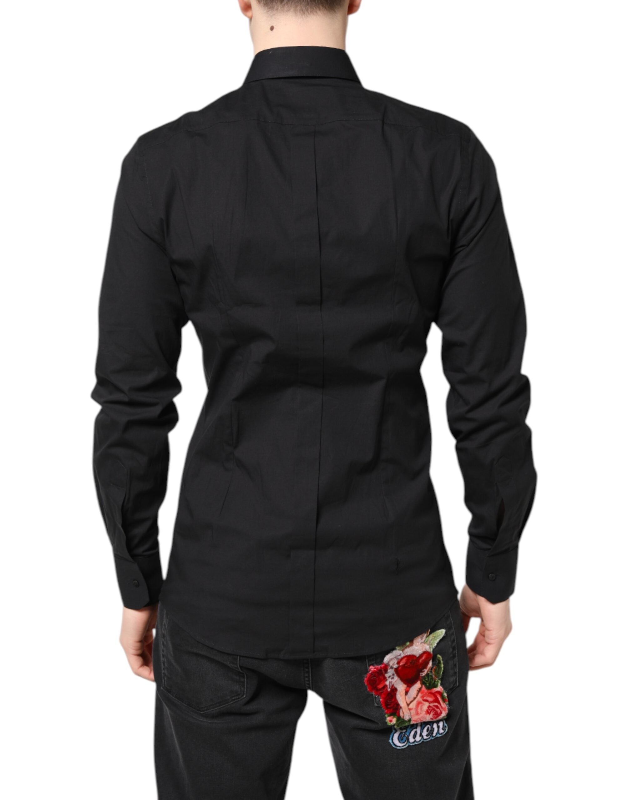 Dolce & Gabbana Schwarzes GOLD Baumwollhemd Formales Hemd