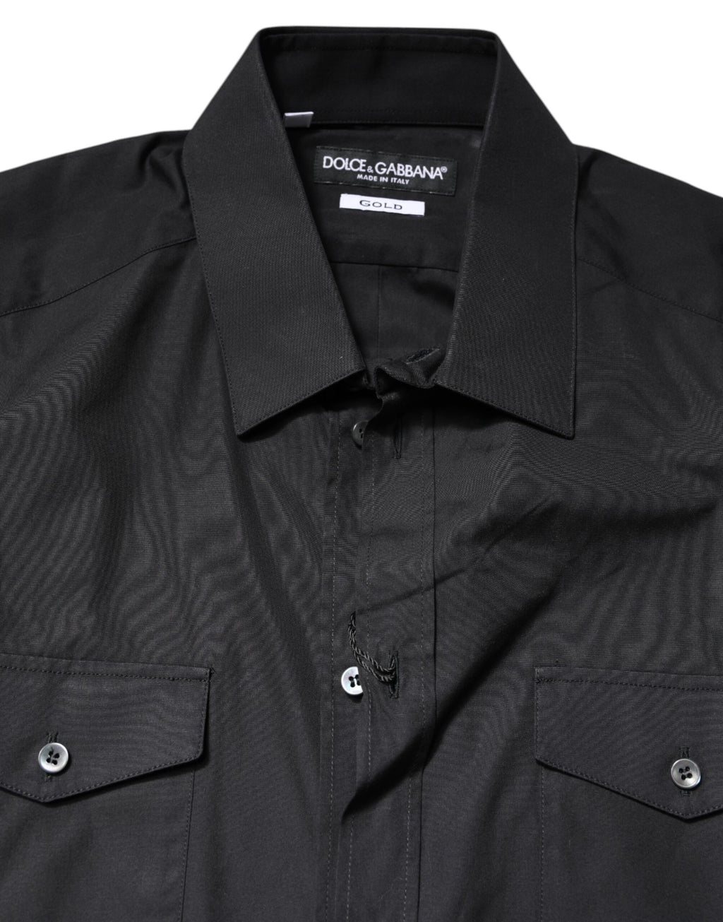 Dolce & Gabbana Schwarzes Kurzarm-Baumwollhemd GOLD Casual