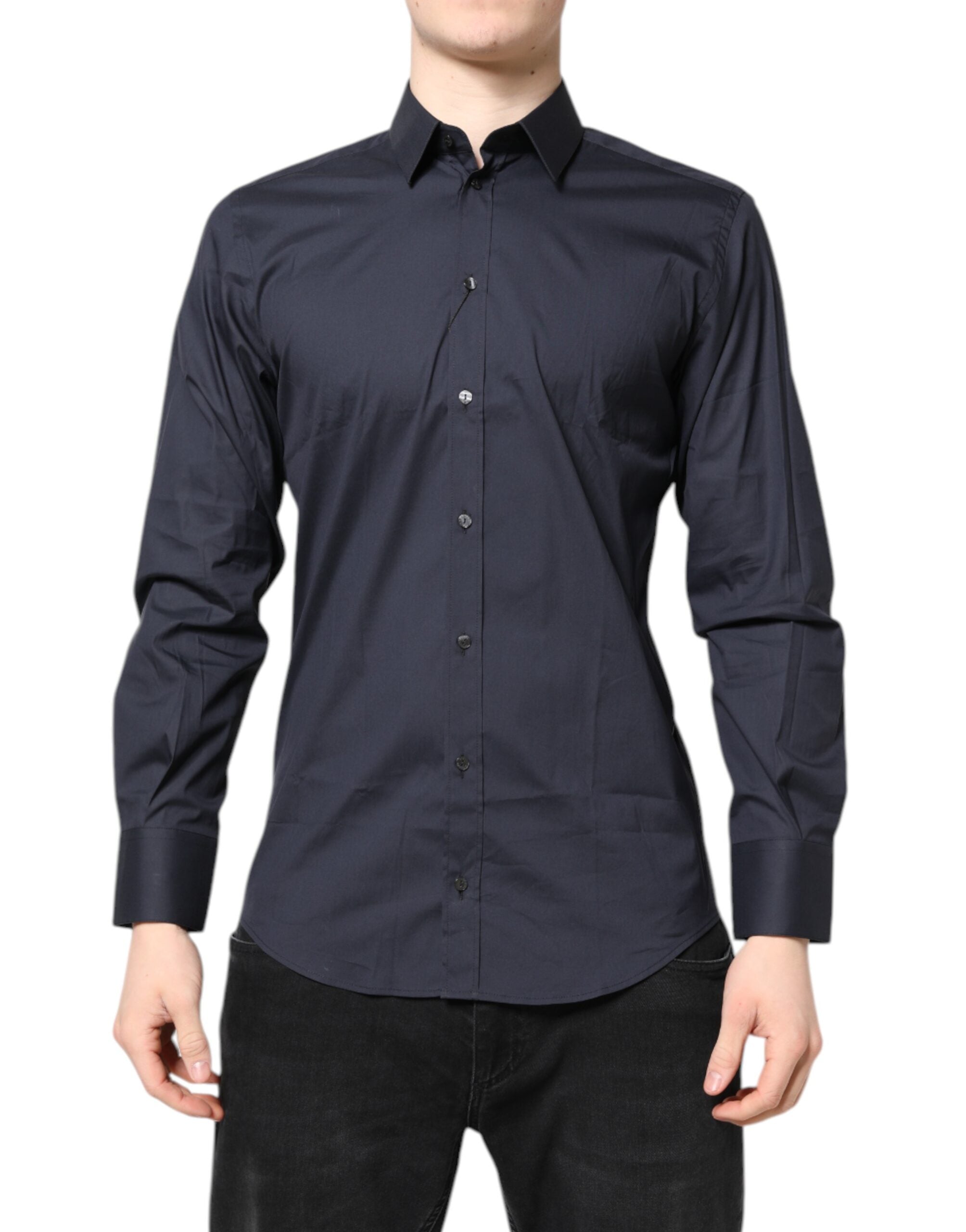 Dolce & Gabbana Dunkelblaues MARTINI Kleid Formales Hemd aus Baumwolle