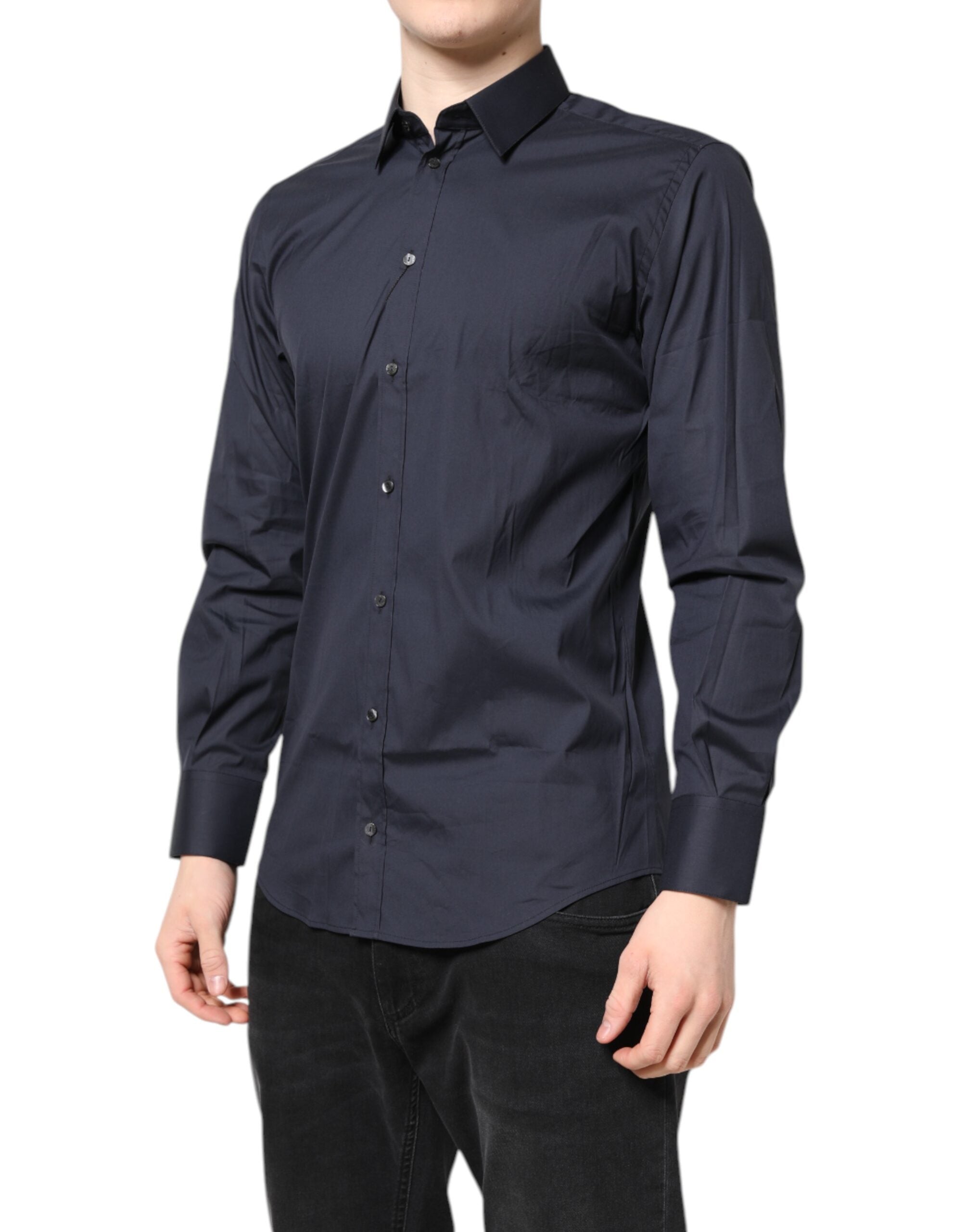 Dolce & Gabbana Dunkelblaues MARTINI Kleid Formales Hemd aus Baumwolle