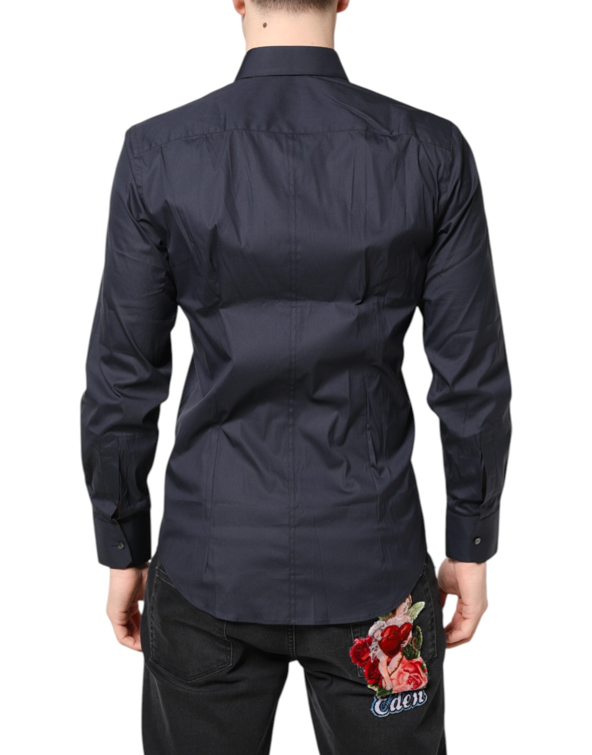 Dolce & Gabbana Dunkelblaues MARTINI Kleid Formales Hemd aus Baumwolle