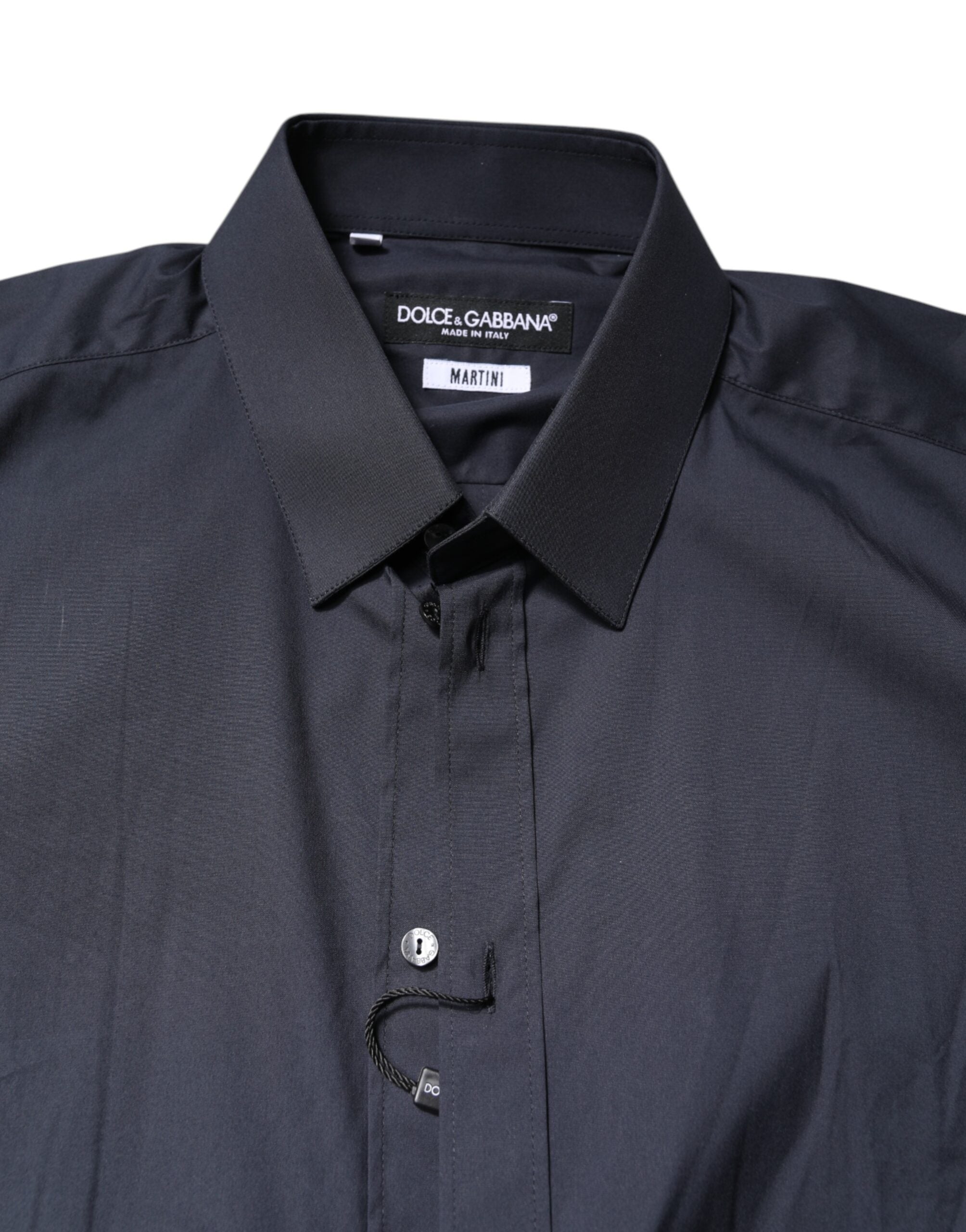 Dolce & Gabbana Dunkelblaues MARTINI Kleid Formales Hemd aus Baumwolle