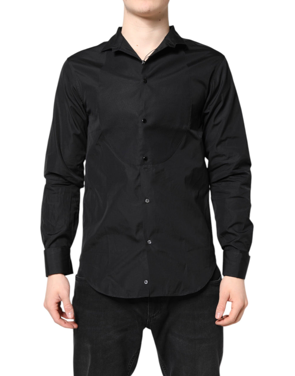 Emporio Armani Schwarz Baumwolle Lange Ärmel Männer Formal Dress Shirt