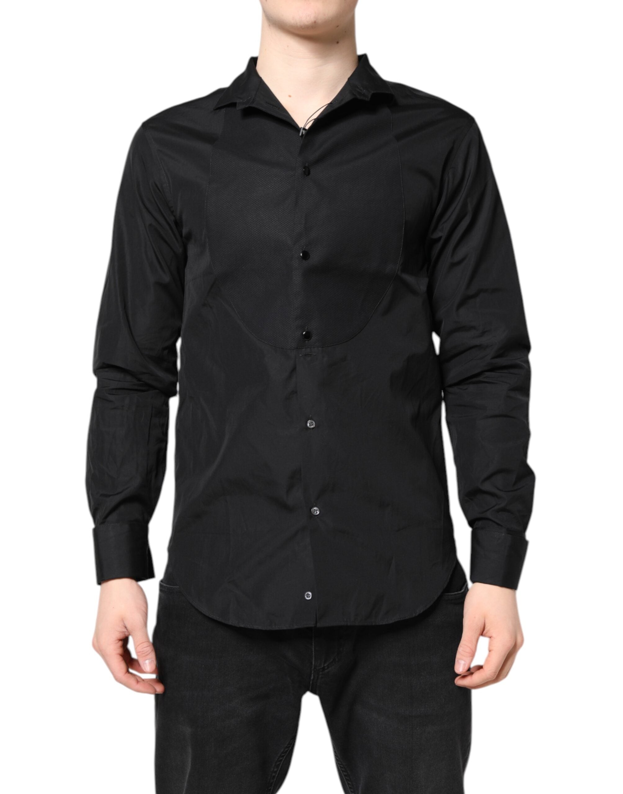 Emporio Armani Schwarz Baumwolle Lange Ärmel Männer Formal Dress Shirt