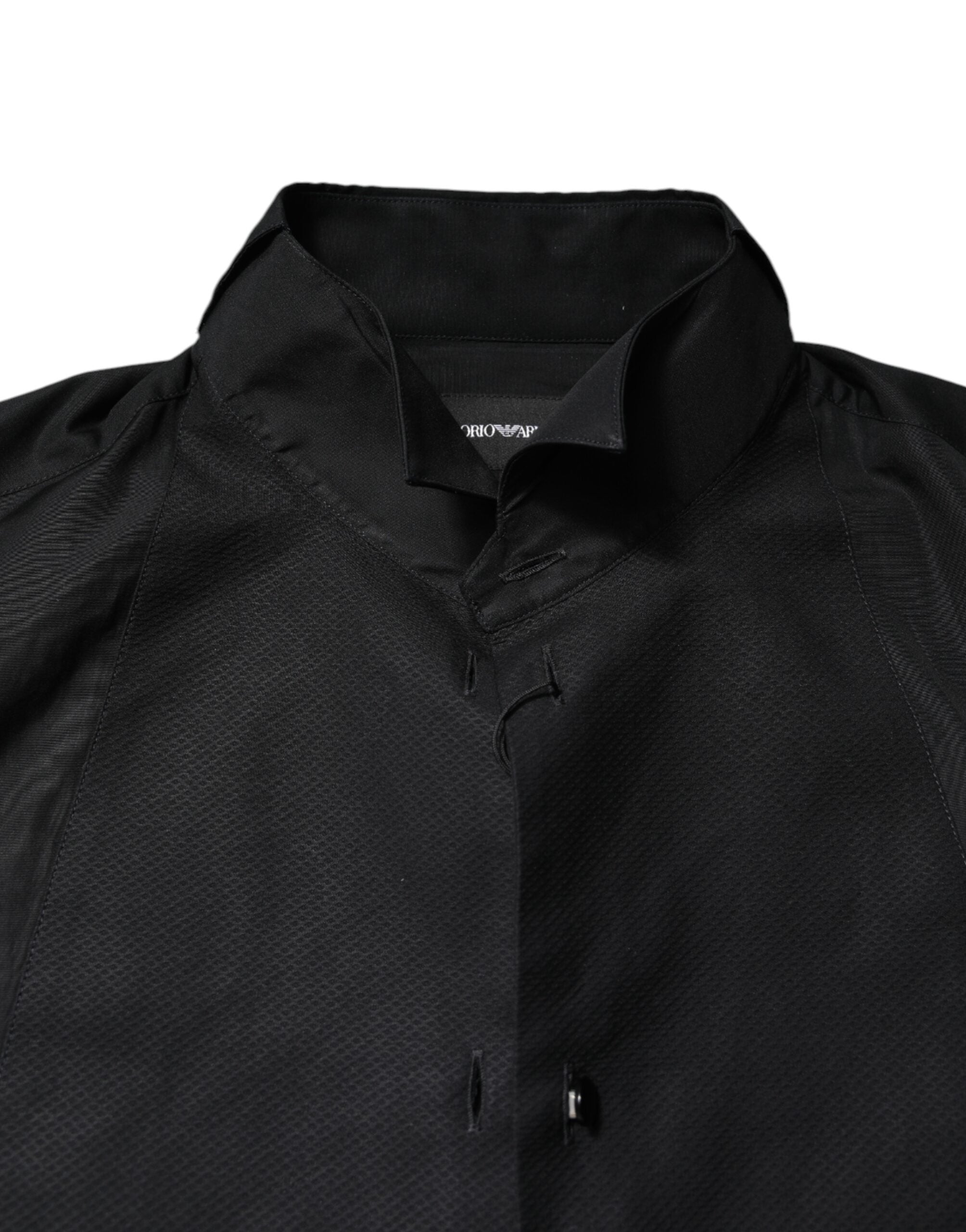 Emporio Armani Schwarz Baumwolle Lange Ärmel Männer Formal Dress Shirt