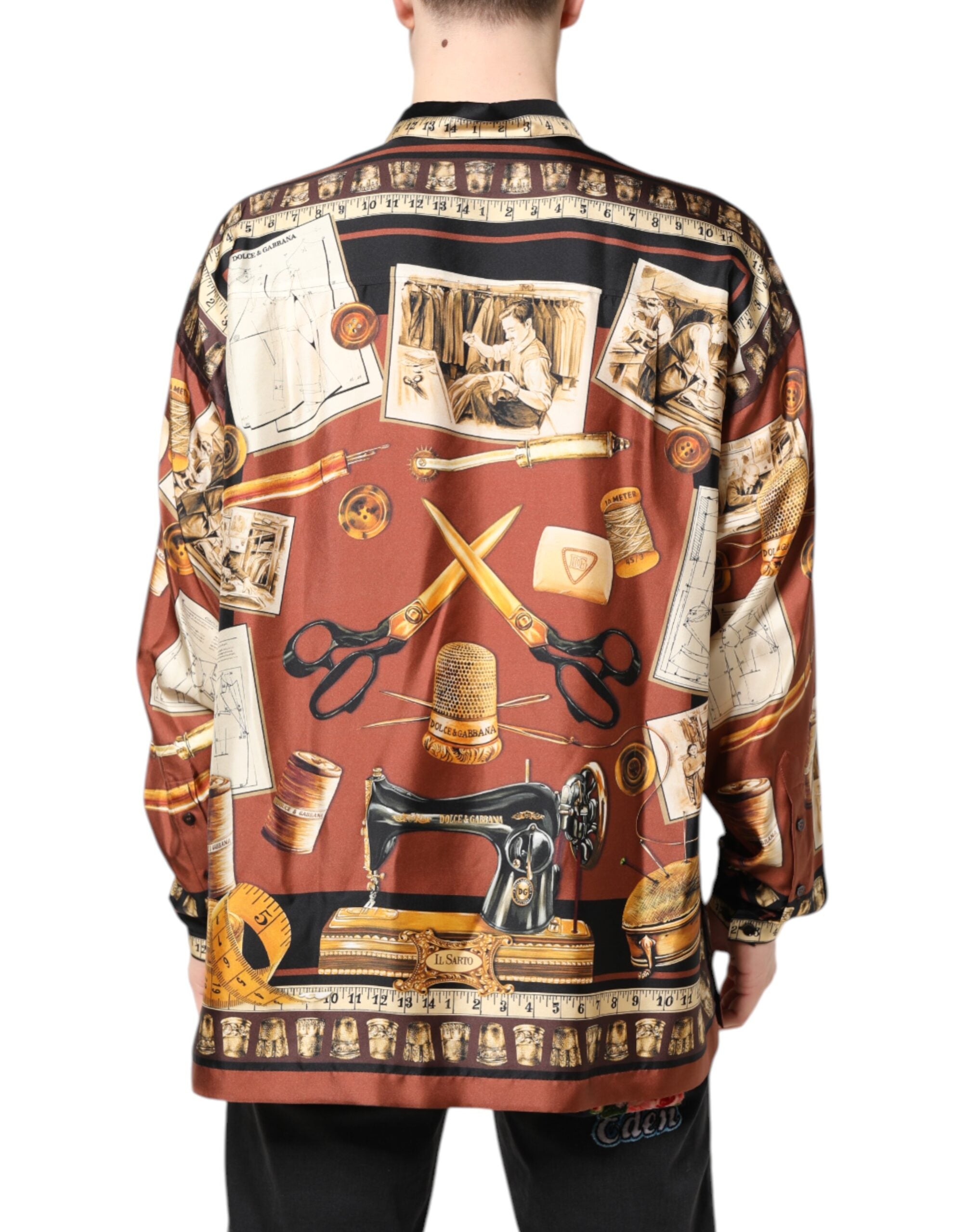 Dolce & Gabbana Multicolor Tailor Print Seide Freizeithemd