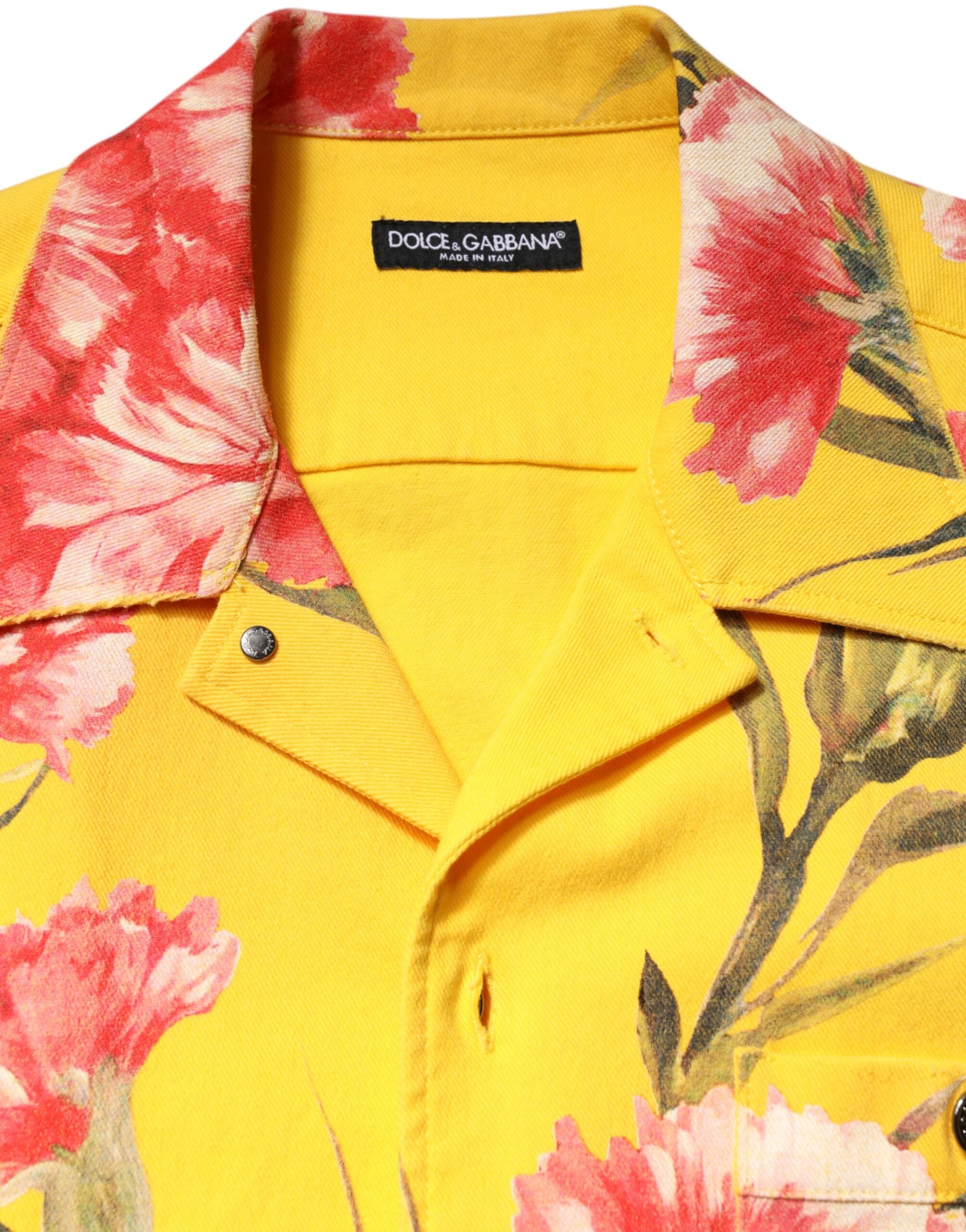 Dolce & Gabbana Gelbes geblümtes Männer Button Down Freizeithemd