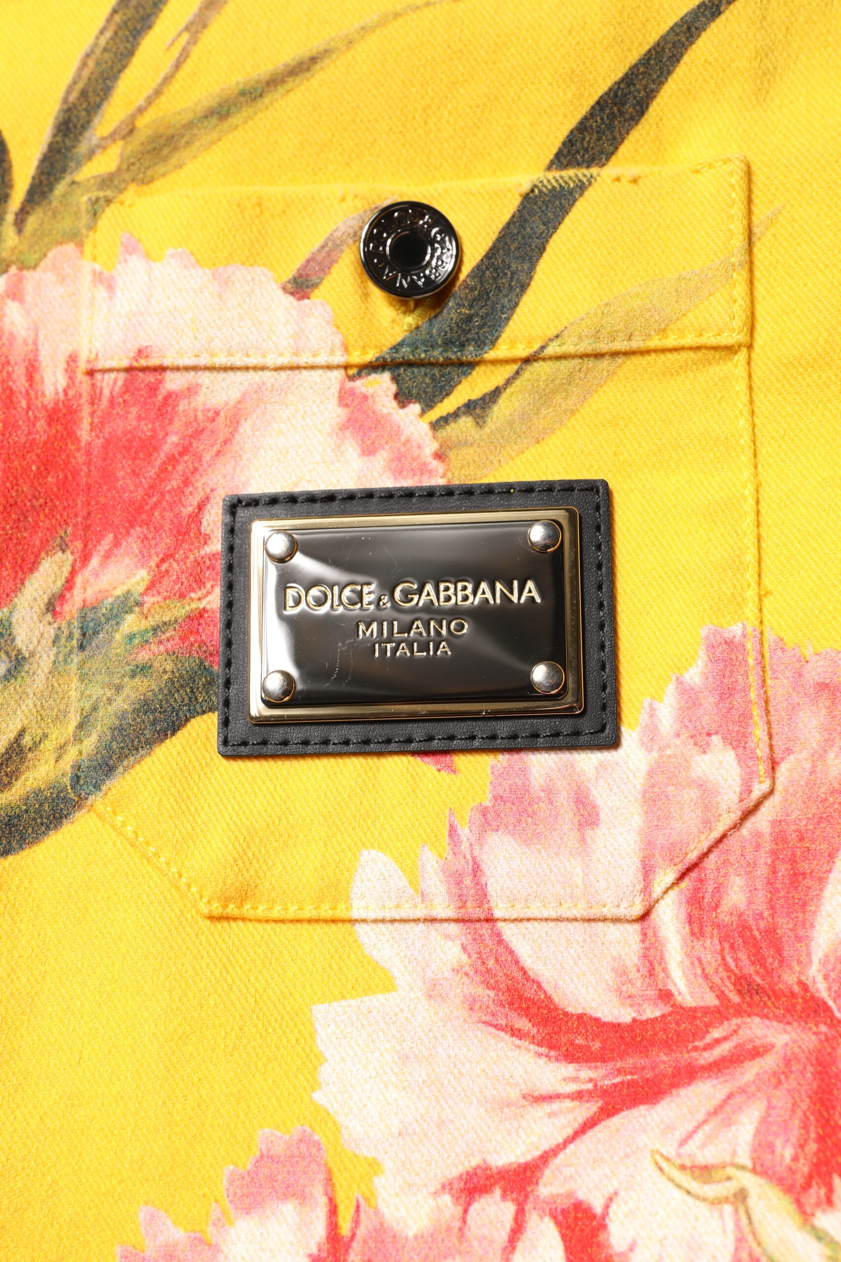 Dolce & Gabbana Gelbes geblümtes Männer Button Down Freizeithemd