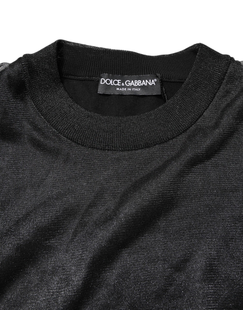 Dolce & Gabbana Schwarzer Logo-Pullover mit gestricktem Rundhalsausschnitt