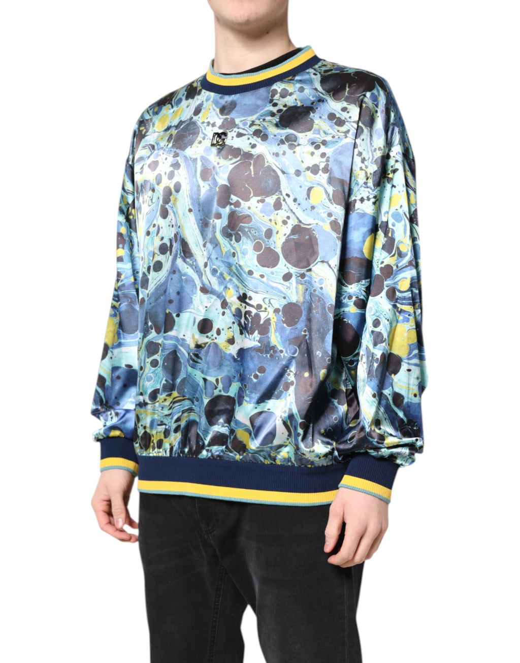 Dolce & Gabbana Multicolor Marmor Print Herren Pullover Sweater