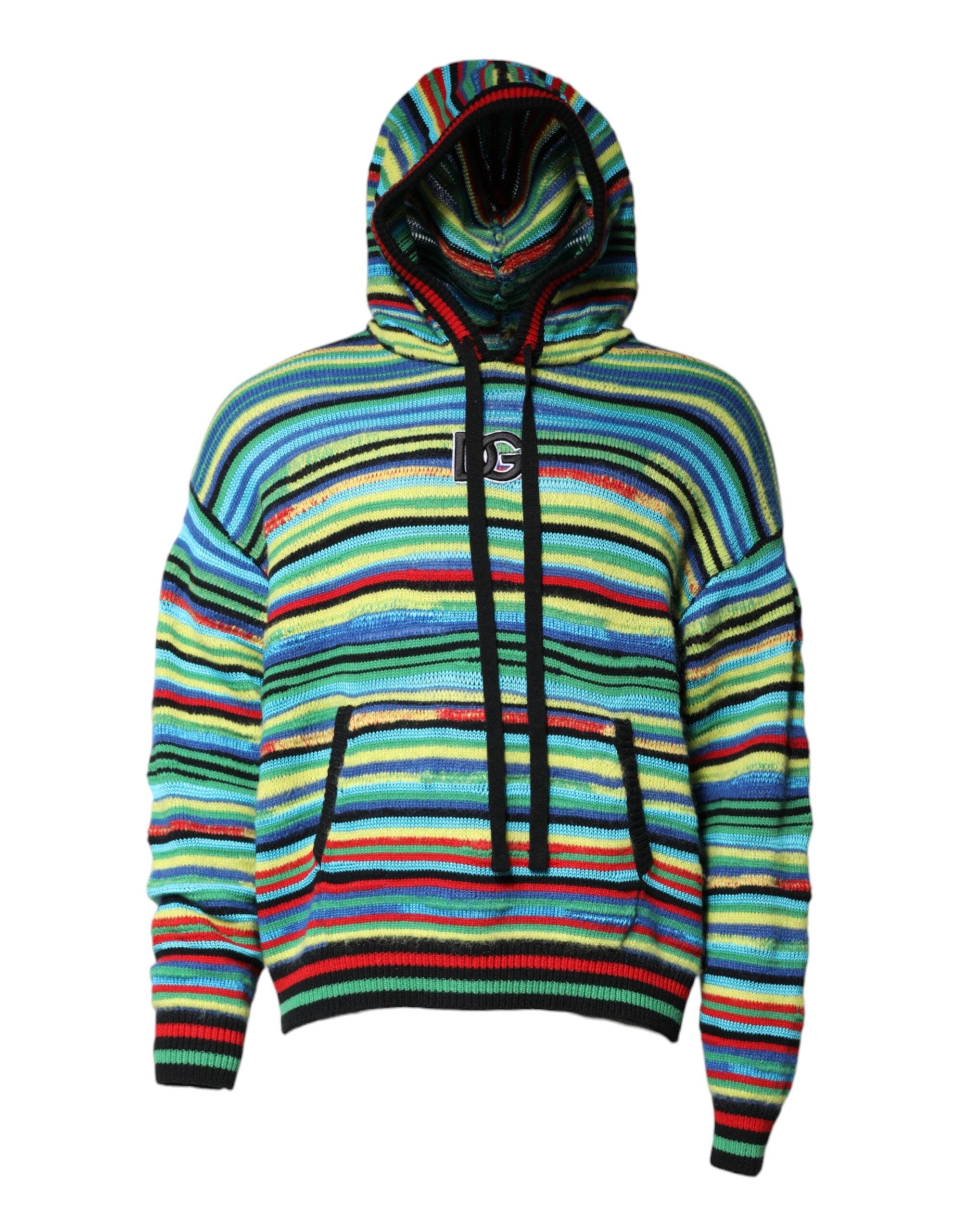 Dolce & Gabbana Multicolor Pullover mit Kapuze aus Baumwolle