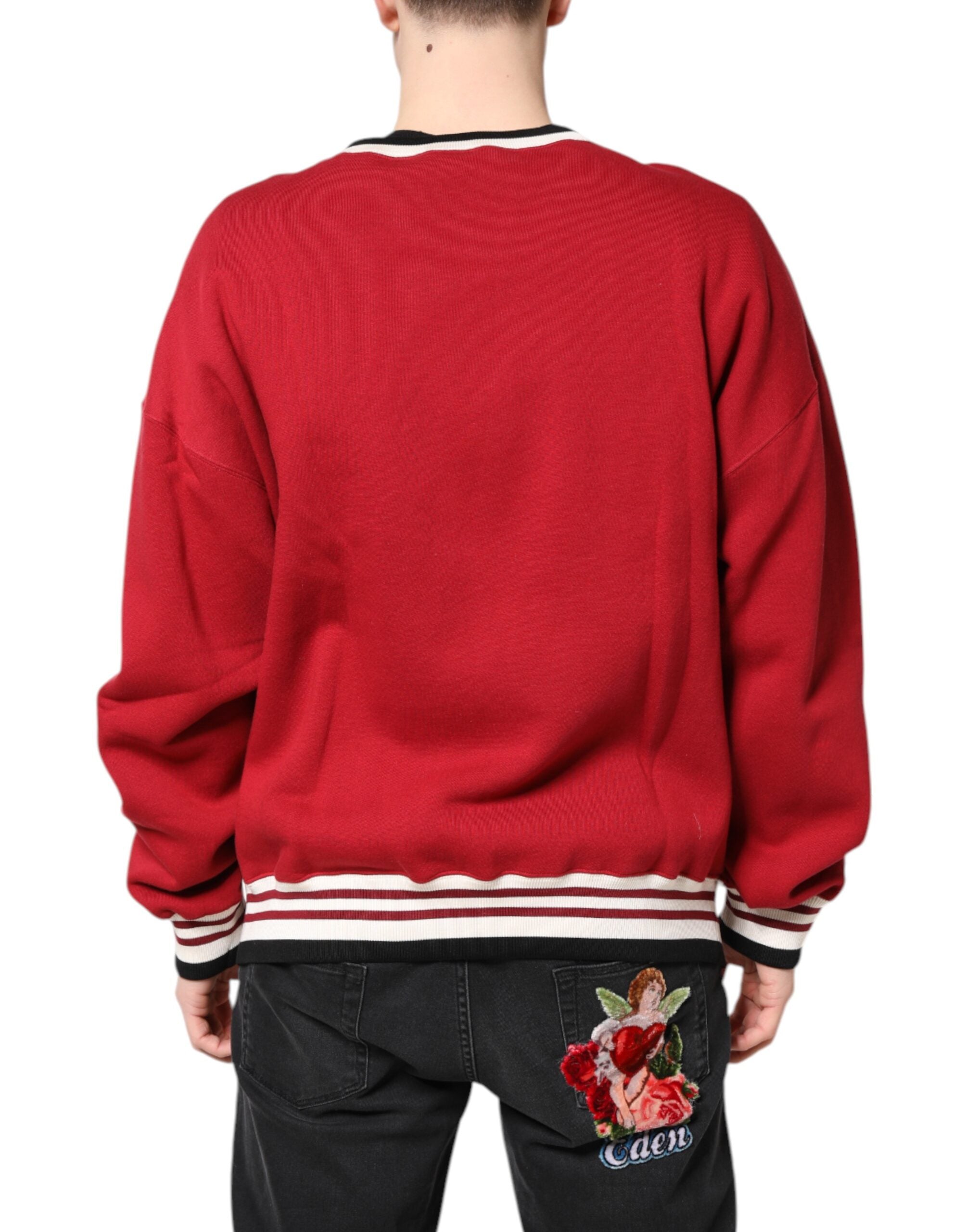Dolce & Gabbana Roter Pailletten-Pullover Sweatshirt Pullover