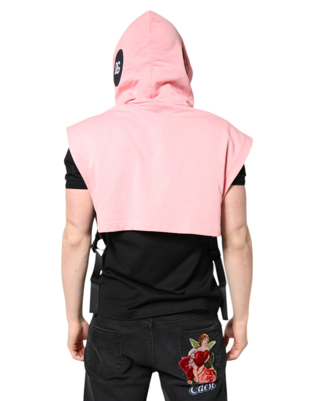 Dolce & Gabbana Rosa Baumwolle mit Kapuze Männer Sportswear Weste Pullover