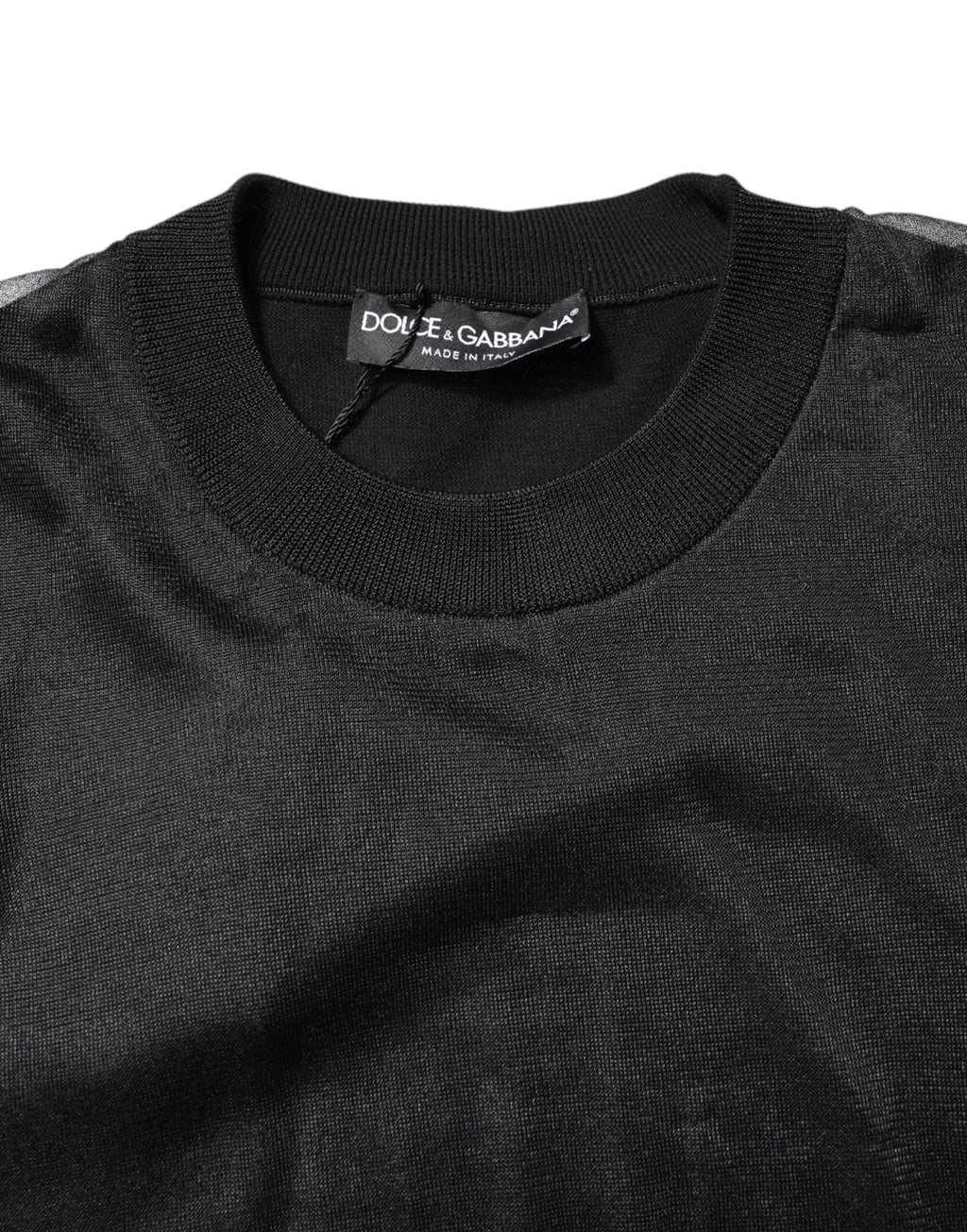 Dolce & Gabbana Schwarzer Logo-Pullover mit gestricktem Rundhalsausschnitt