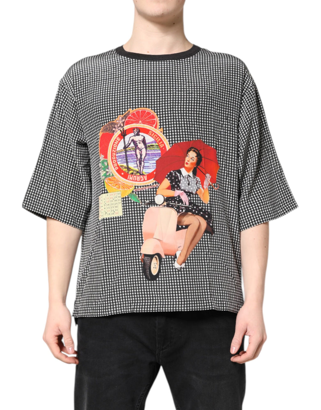 Dolce & Gabbana Schwarzes Kurzarm-T-Shirt mit Grafikdruck
