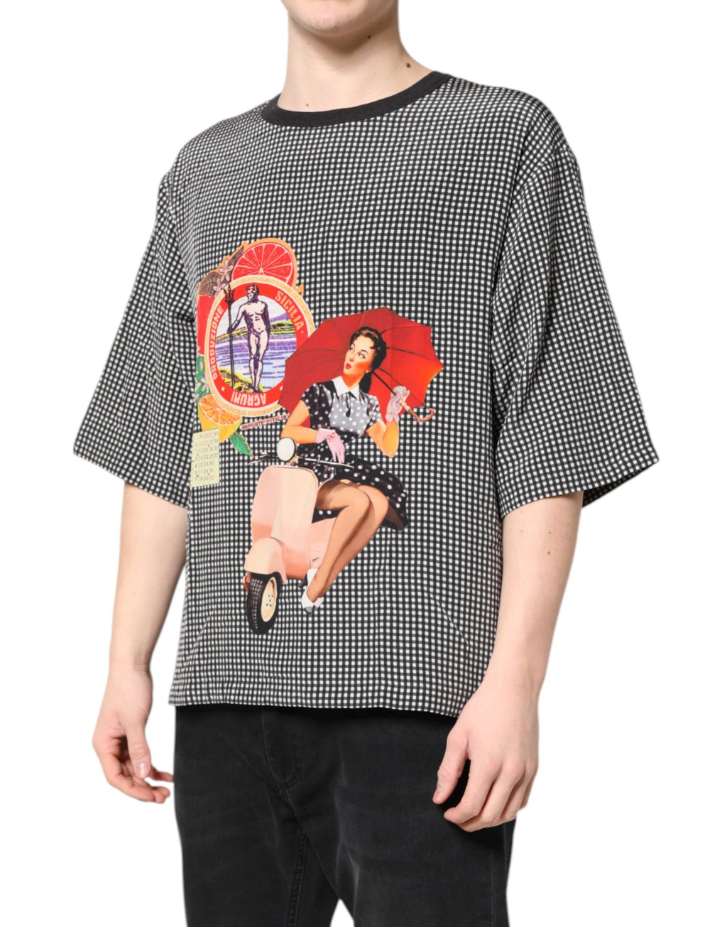 Dolce & Gabbana Schwarzes Kurzarm-T-Shirt mit Grafikdruck