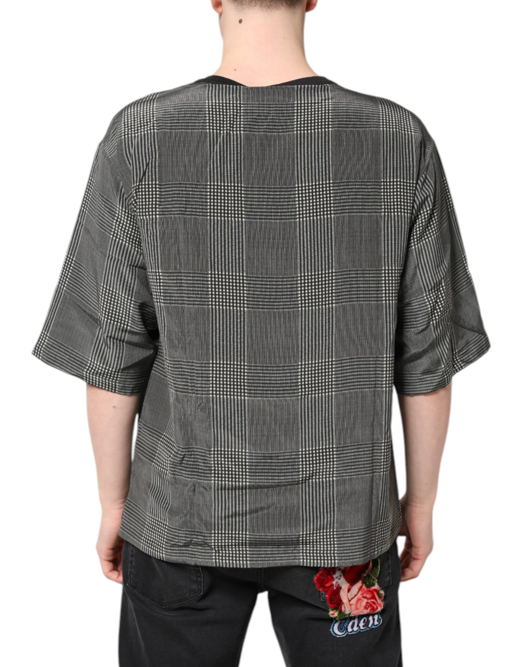 Dolce & Gabbana Schwarz-weißer Grafikdruck Kurzarm-T-Shirt