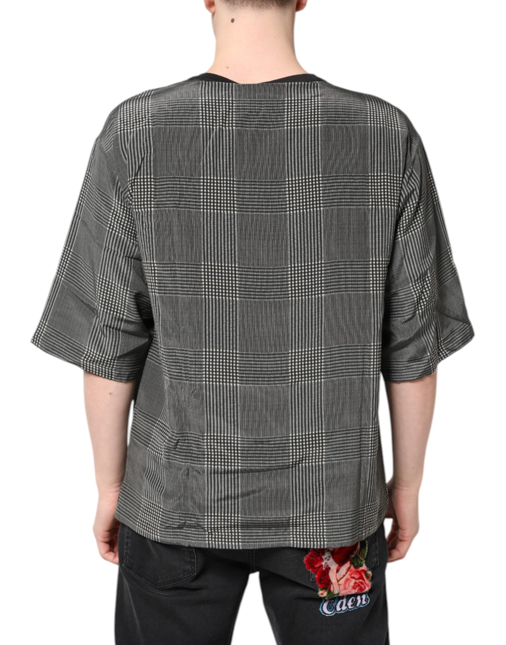 Dolce & Gabbana Schwarz-weißer Grafikdruck Kurzarm-T-Shirt