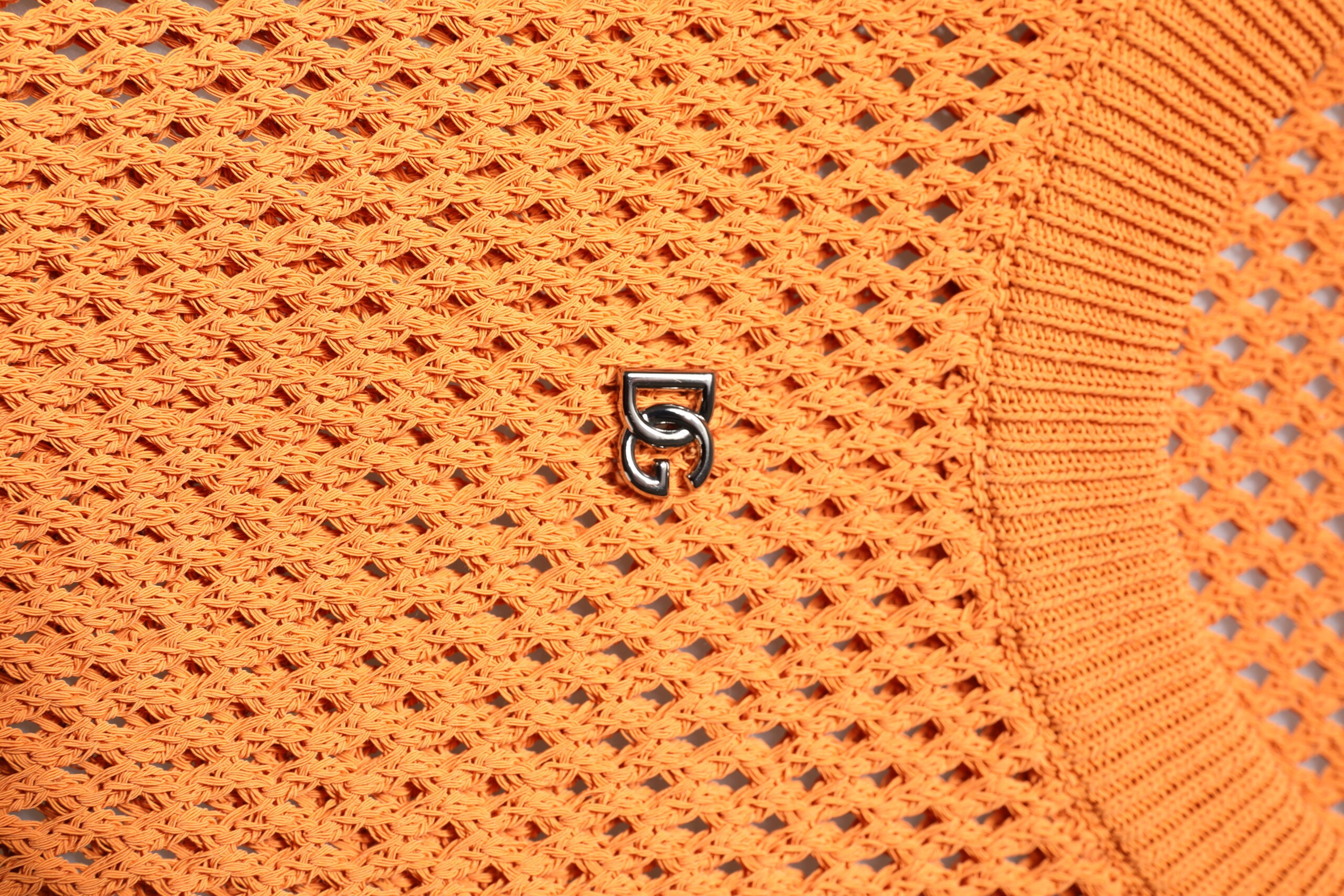 Dolce & Gabbana Orangefarbenes ärmelloses Kaschmir-T-Shirt mit Rundhalsausschnitt