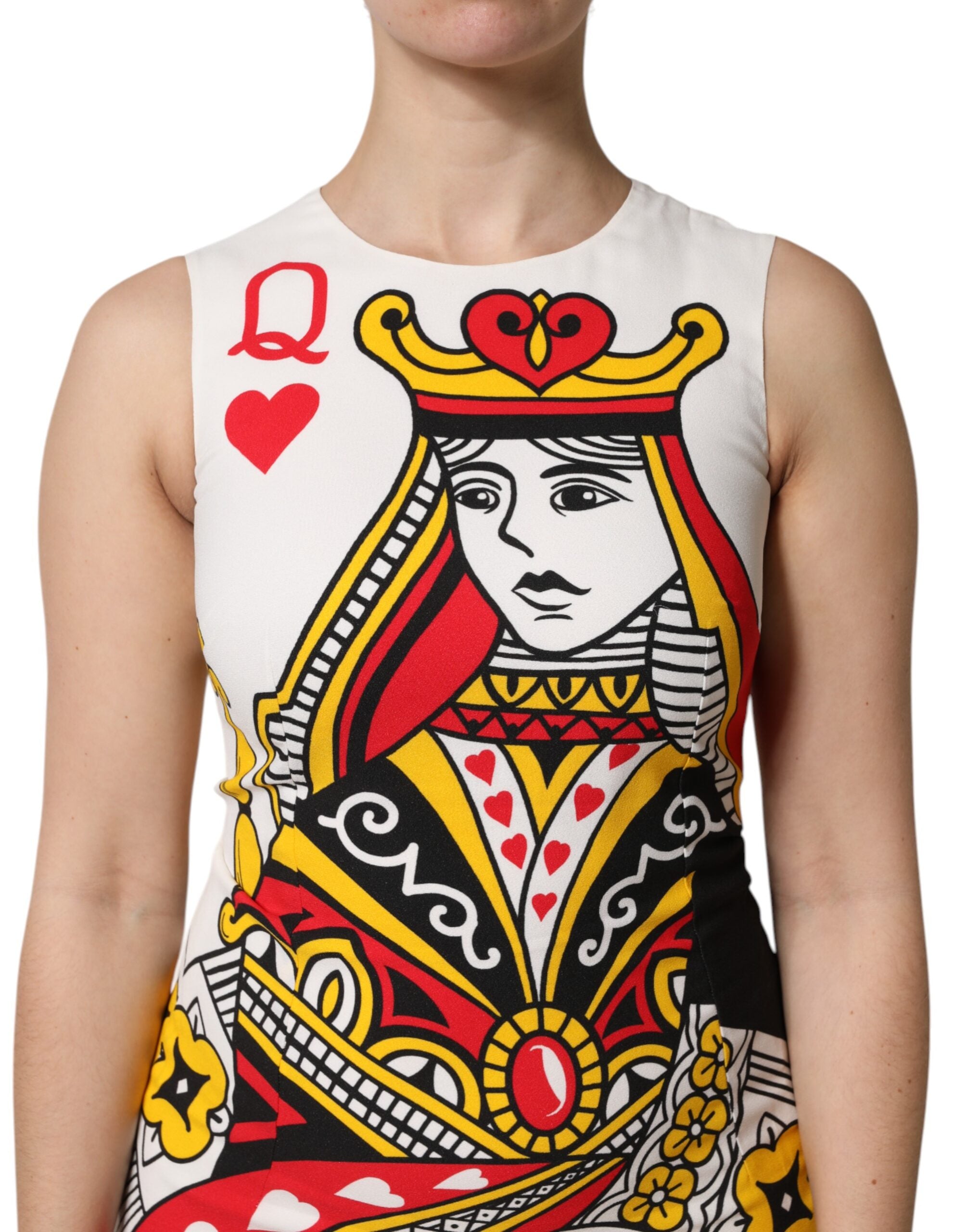 Dolce & Gabbana Weißes ärmelloses Maxikleid der Herzkönigin