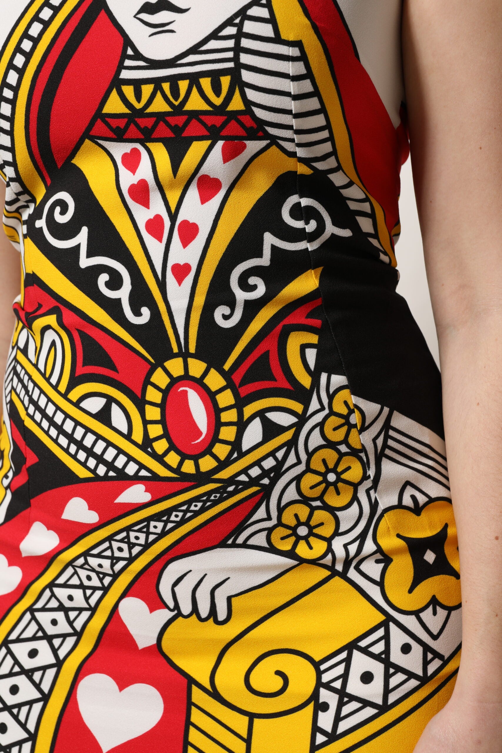 Dolce & Gabbana Weißes ärmelloses Maxikleid der Herzkönigin