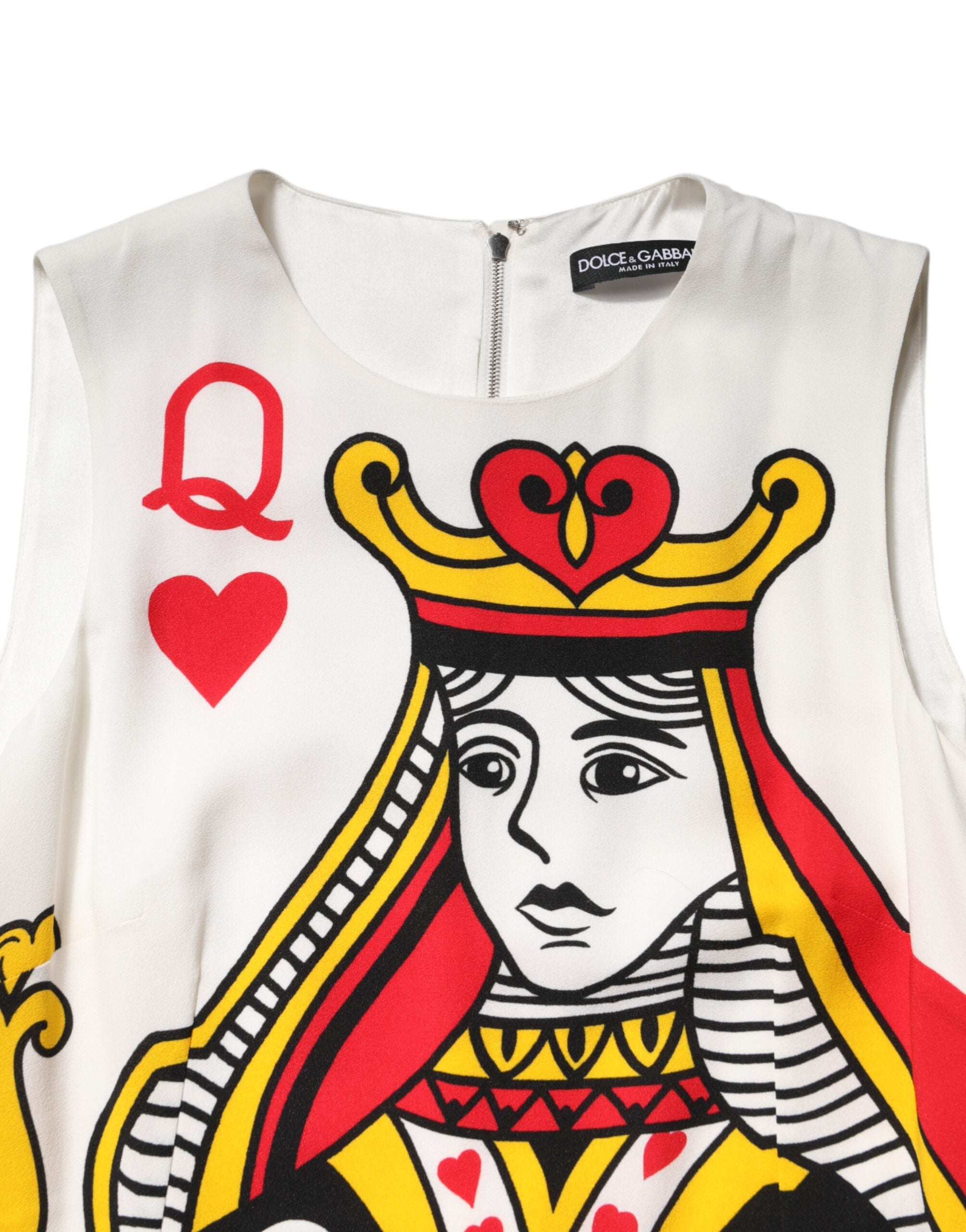 Dolce & Gabbana Weißes ärmelloses Maxikleid der Herzkönigin