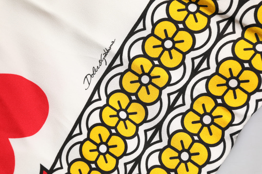 Dolce & Gabbana Weißes ärmelloses Maxikleid der Herzkönigin