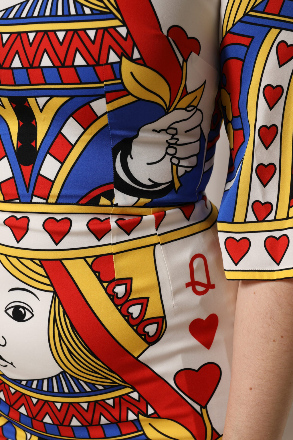 Dolce & Gabbana Weißes Queen Of Heart Midikleid mit kurzen Ärmeln