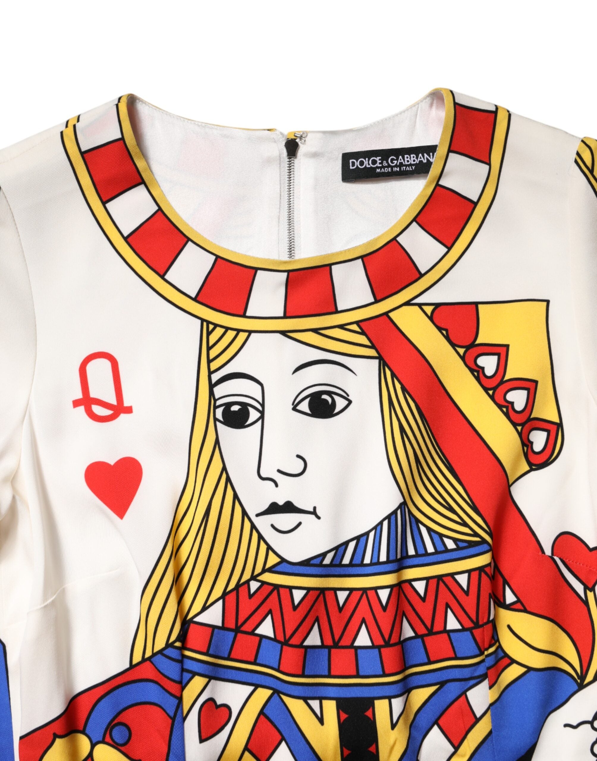 Dolce & Gabbana Weißes Queen Of Heart Midikleid mit kurzen Ärmeln