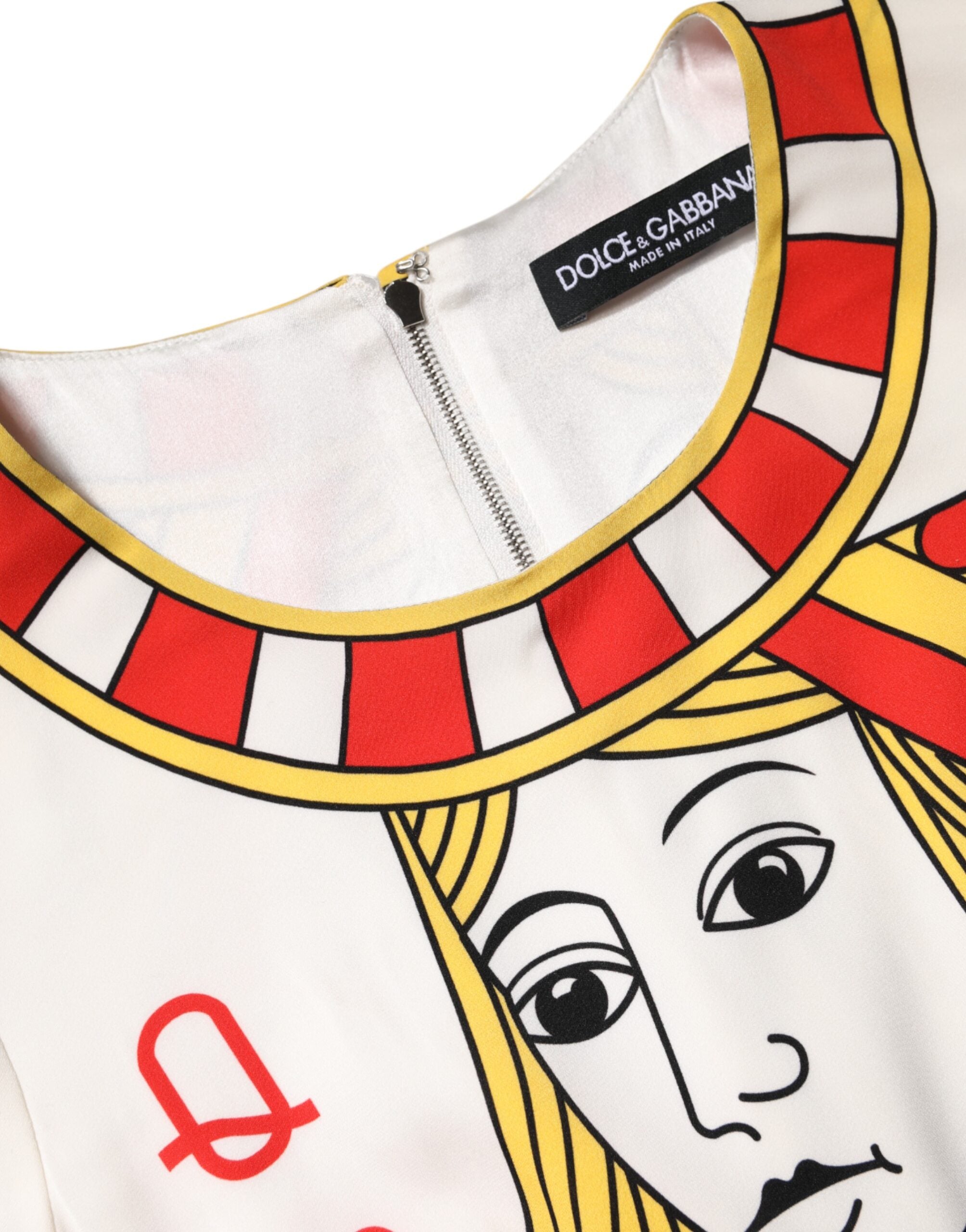 Dolce & Gabbana Weißes Queen Of Heart Midikleid mit kurzen Ärmeln