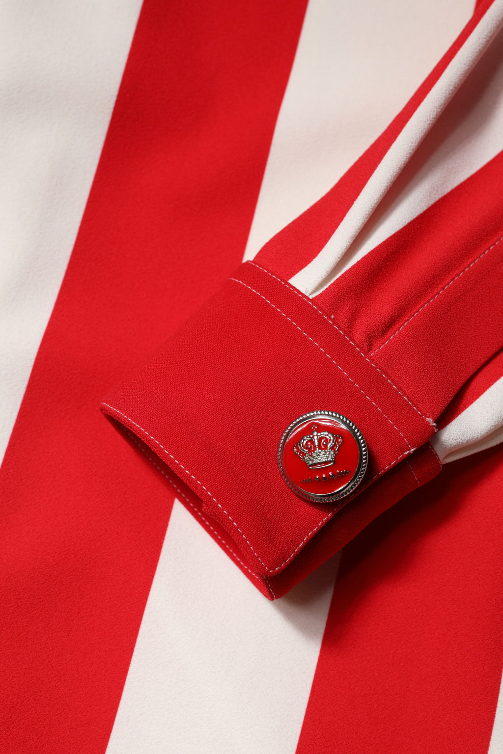 Dolce & Gabbana Wit Rood Gestreept Mini Jurk met Lange Mouwen