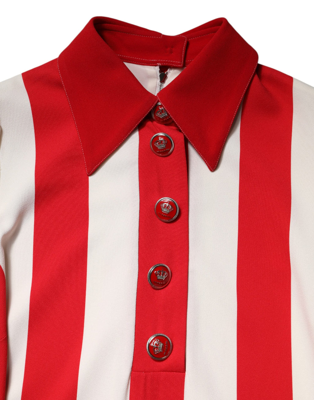 Dolce & Gabbana Weiß-rot gestreiftes langärmeliges Minikleid