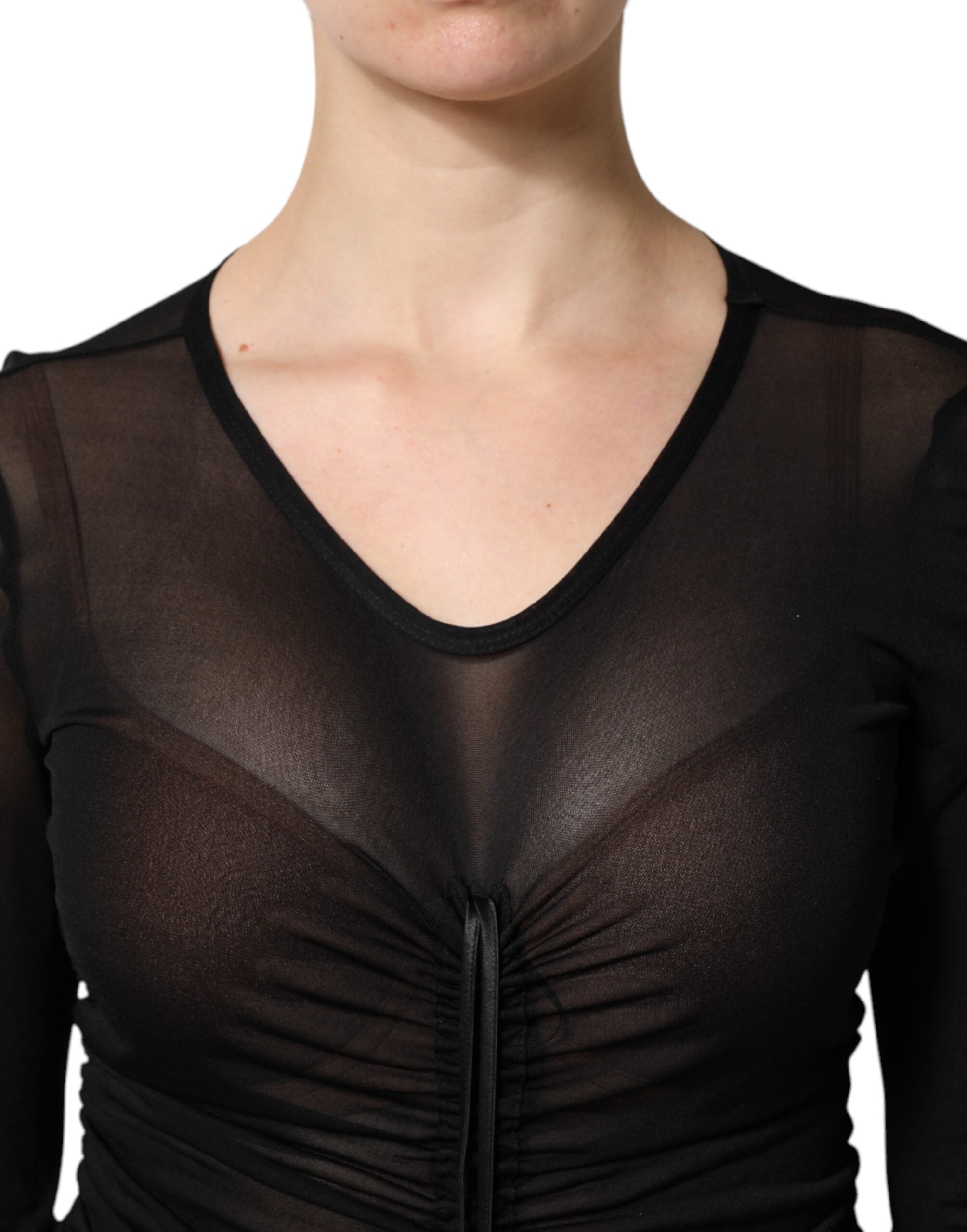 Dolce & Gabbana Schwarzes Bodycon Kleid mit Maschenbesatz
