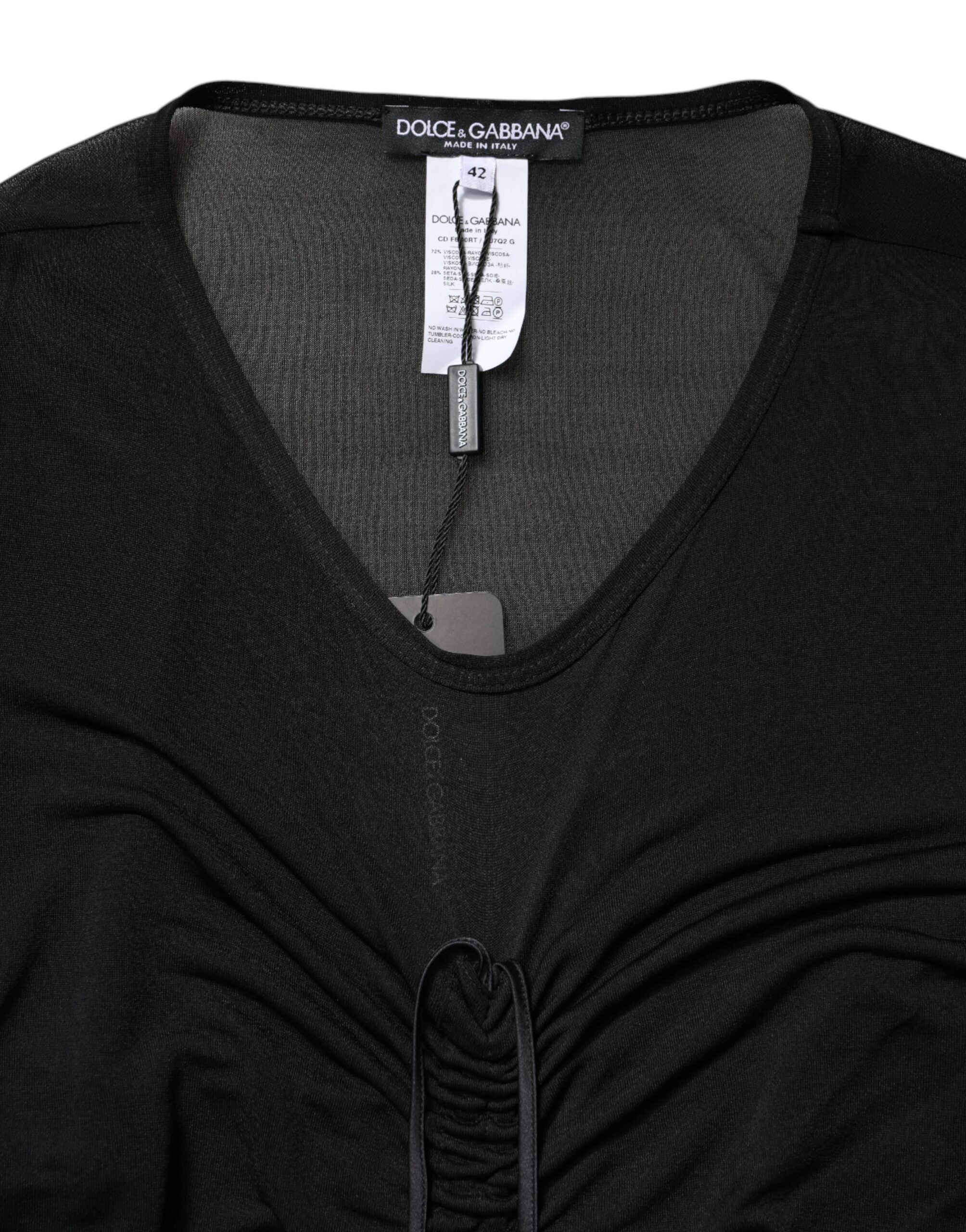 Dolce & Gabbana Schwarzes Bodycon Kleid mit Maschenbesatz