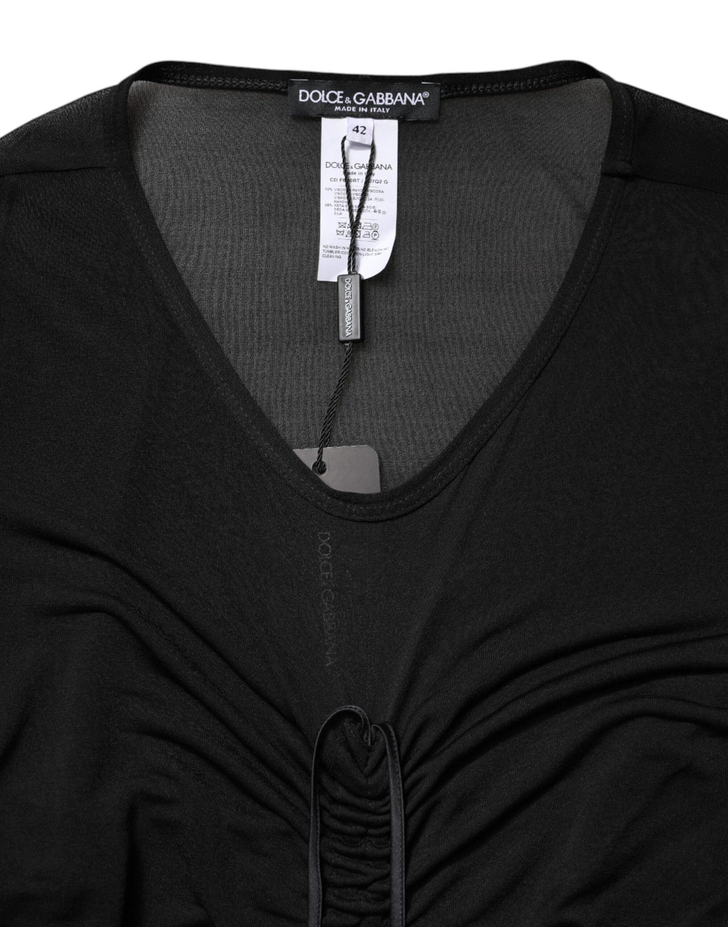 Dolce & Gabbana Zwarte Nauwsluitende Lange Schedejurk met Mesh Details