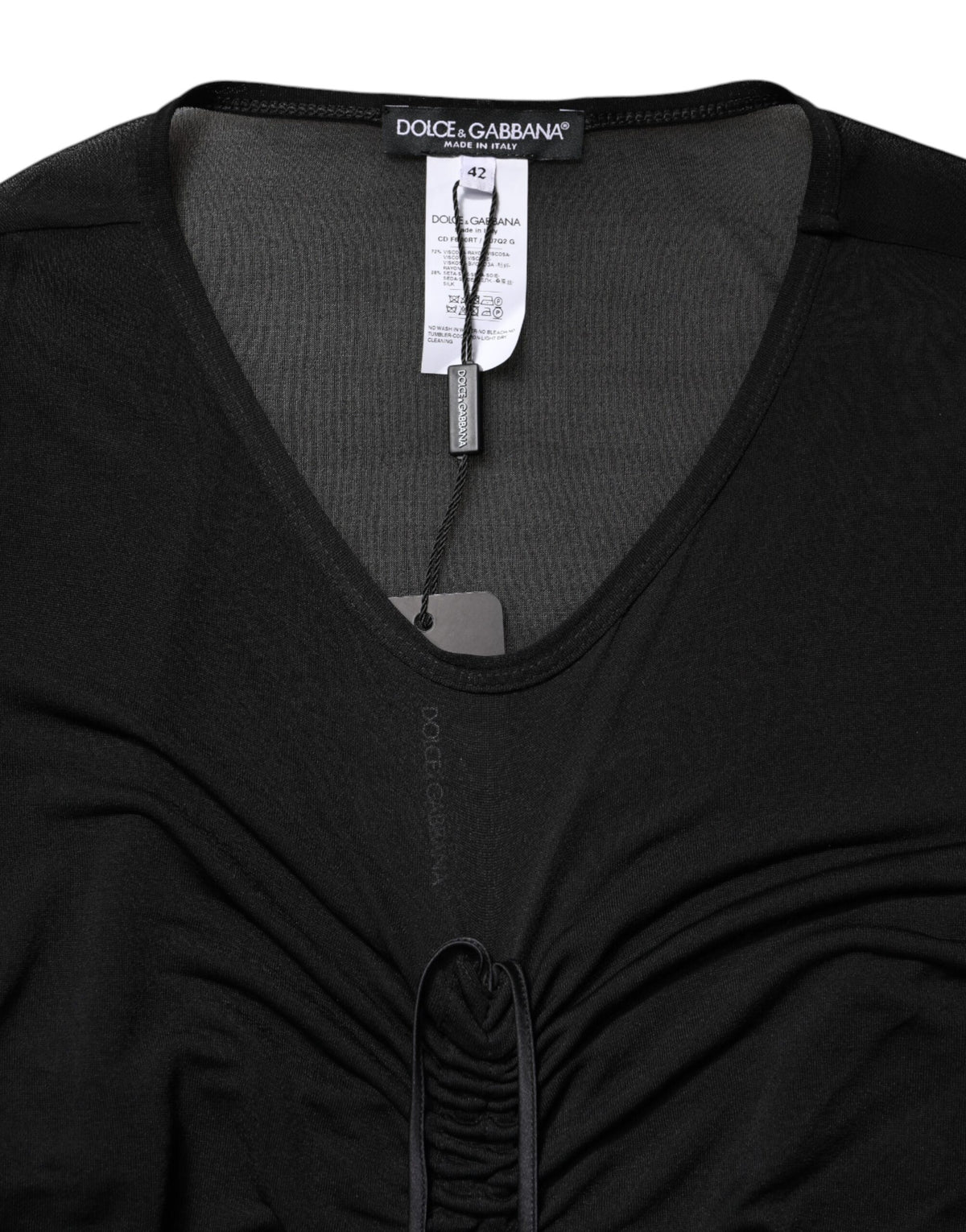 Dolce & Gabbana Zwarte Nauwsluitende Lange Schedejurk met Mesh Details