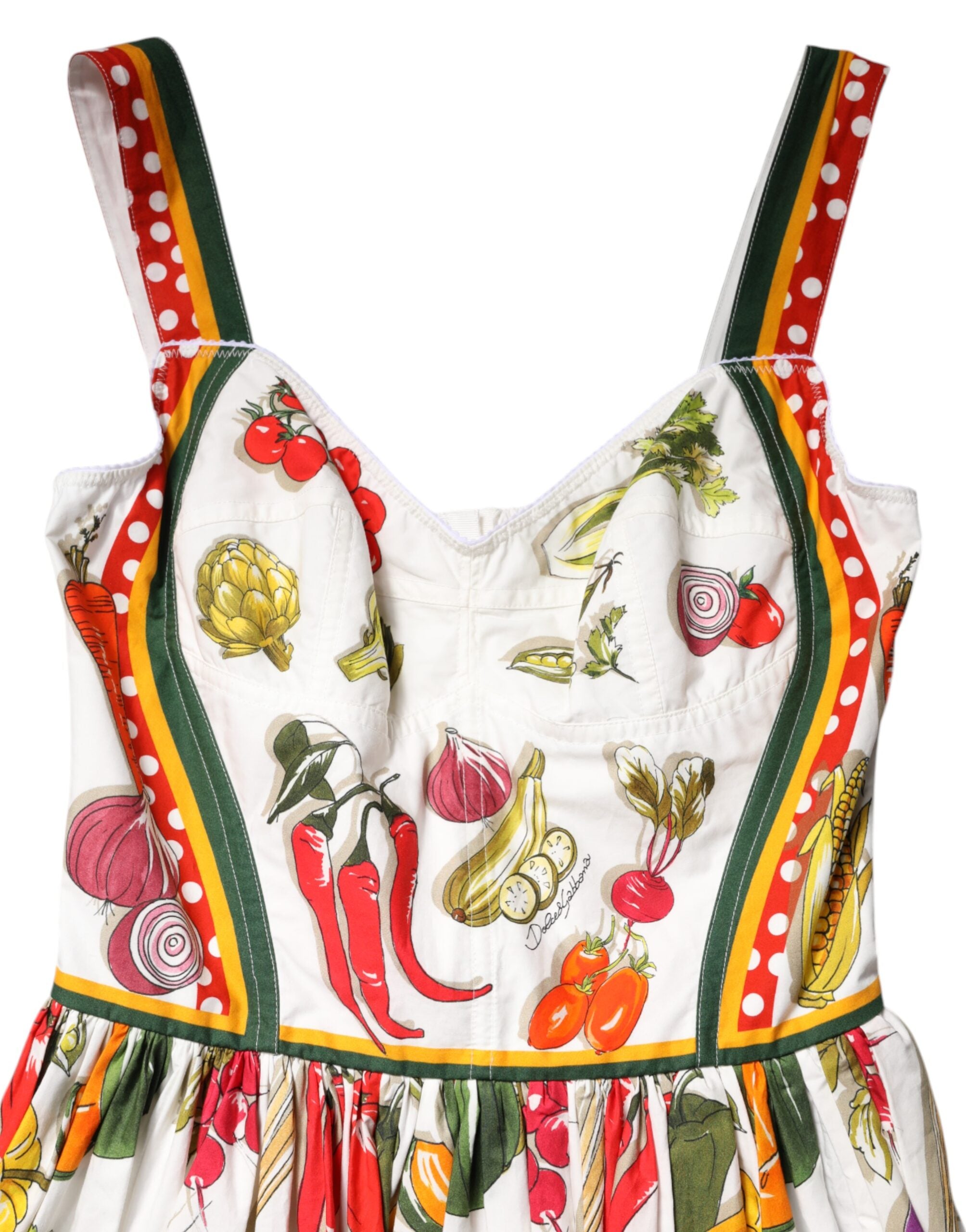 Dolce & Gabbana Weißes Gemüse Ärmelloses Kleid in A-Linie
