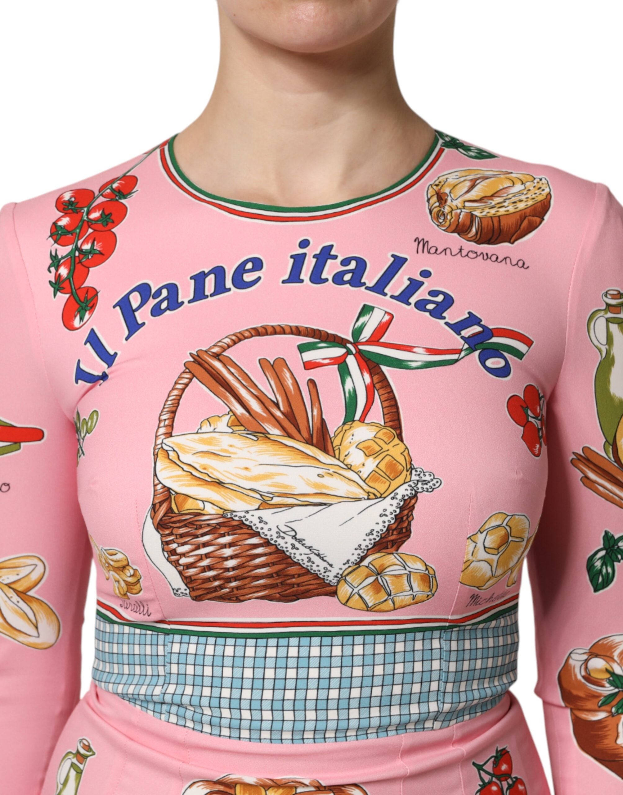 Dolce & Gabbana Rosa Pastry Print Bodycon Etuikleid Midikleid