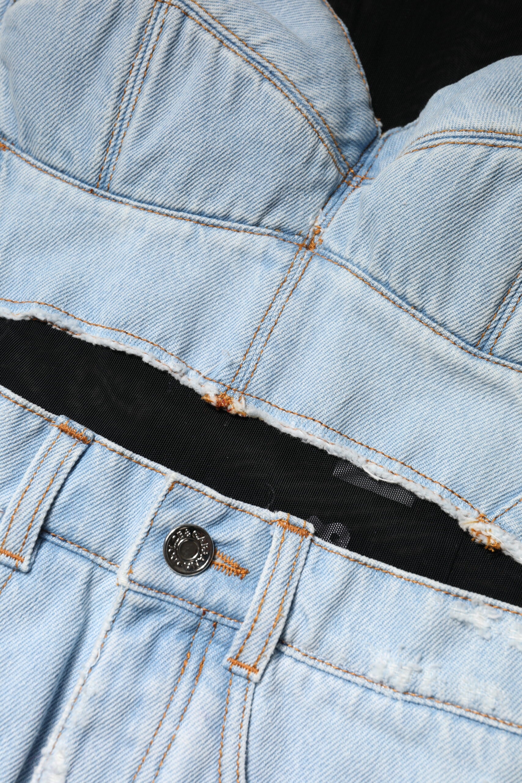 Dolce & Gabbana Schwarz-Blau Langärmeliges Denim-Minikleid