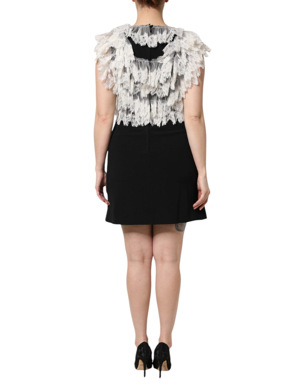 Dolce & Gabbana Schwarzes Fashion Devotion Verschönertes Minikleid
