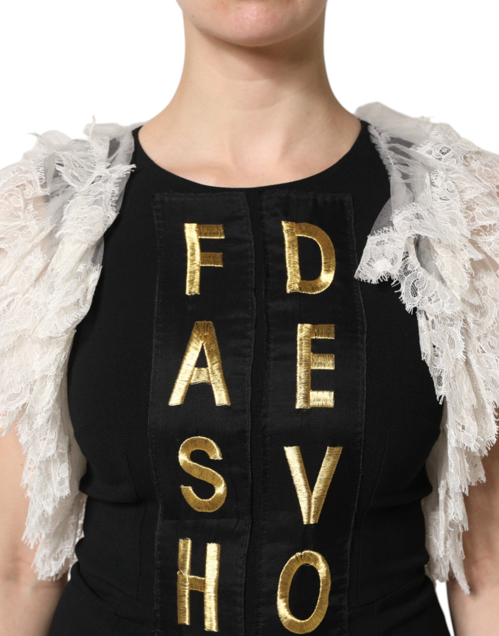 Dolce & Gabbana Schwarzes Fashion Devotion Verschönertes Minikleid