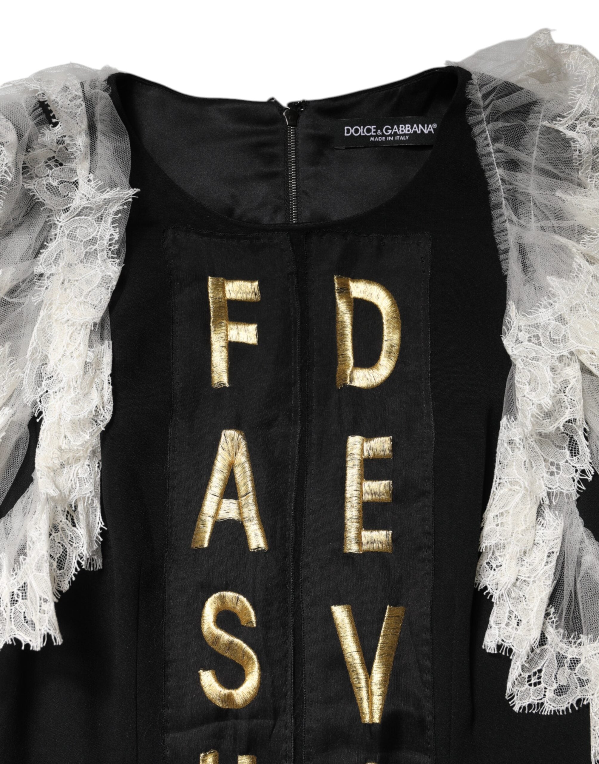 Dolce & Gabbana Schwarzes Fashion Devotion Verschönertes Minikleid