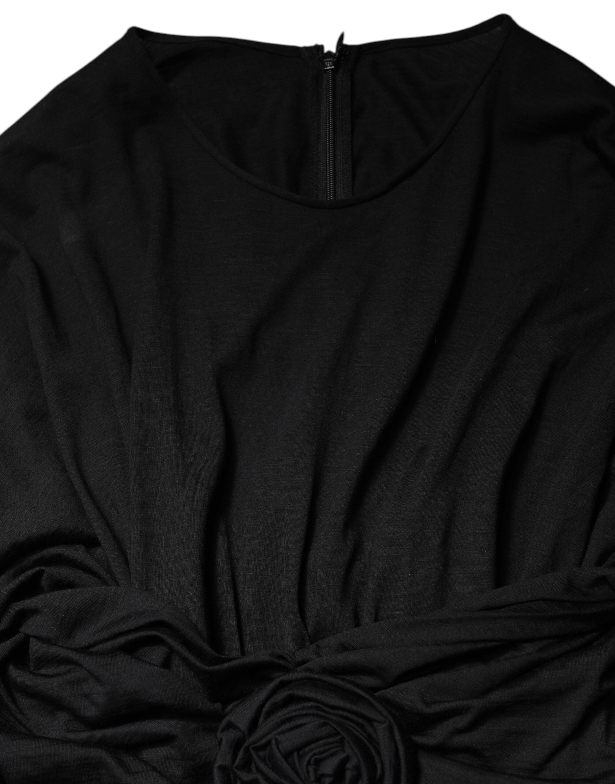Dolce & Gabbana Schwarzes langärmeliges Etuikleid aus Wolle